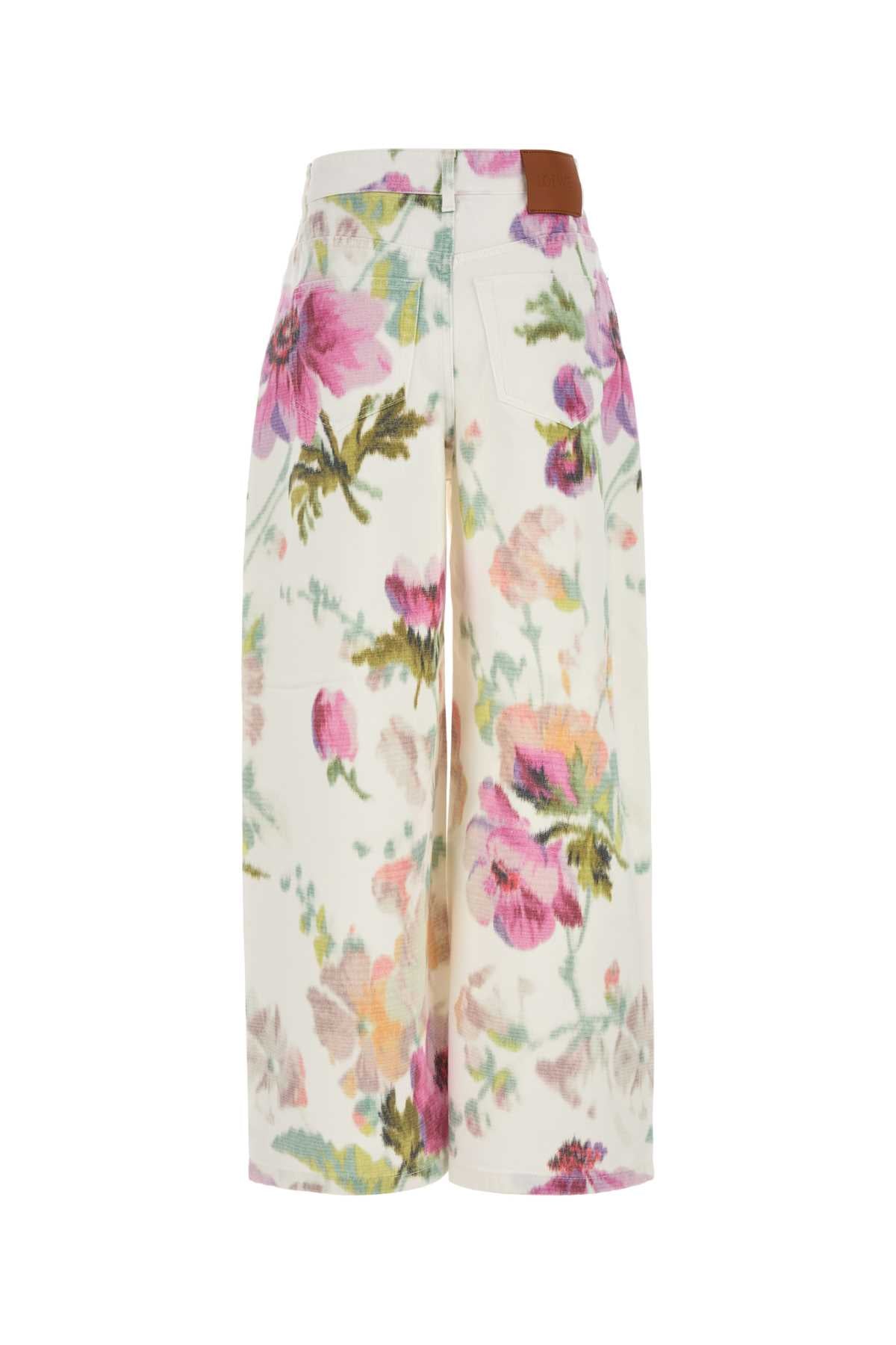 LOEWE Floral Printed Wide-Leg Denim Jeans for Women