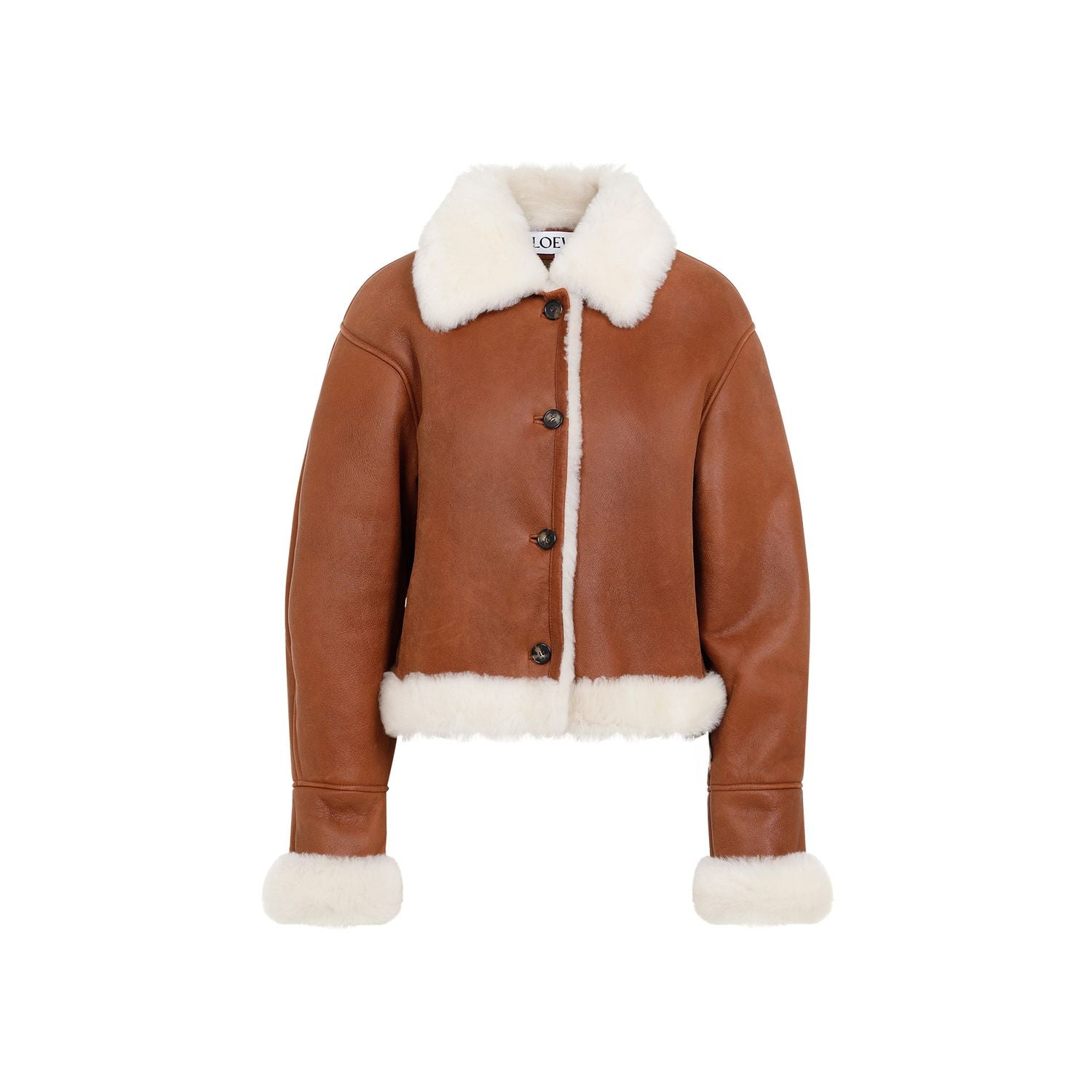 LOEWE Shearling Leather Jacket - Women's Regular Fit