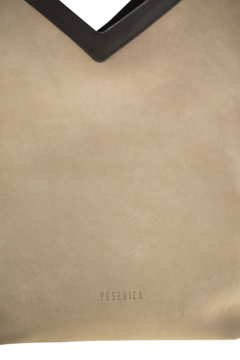 PESERICO Elegant Suede Shopping Handbag - 32x39x20 cm