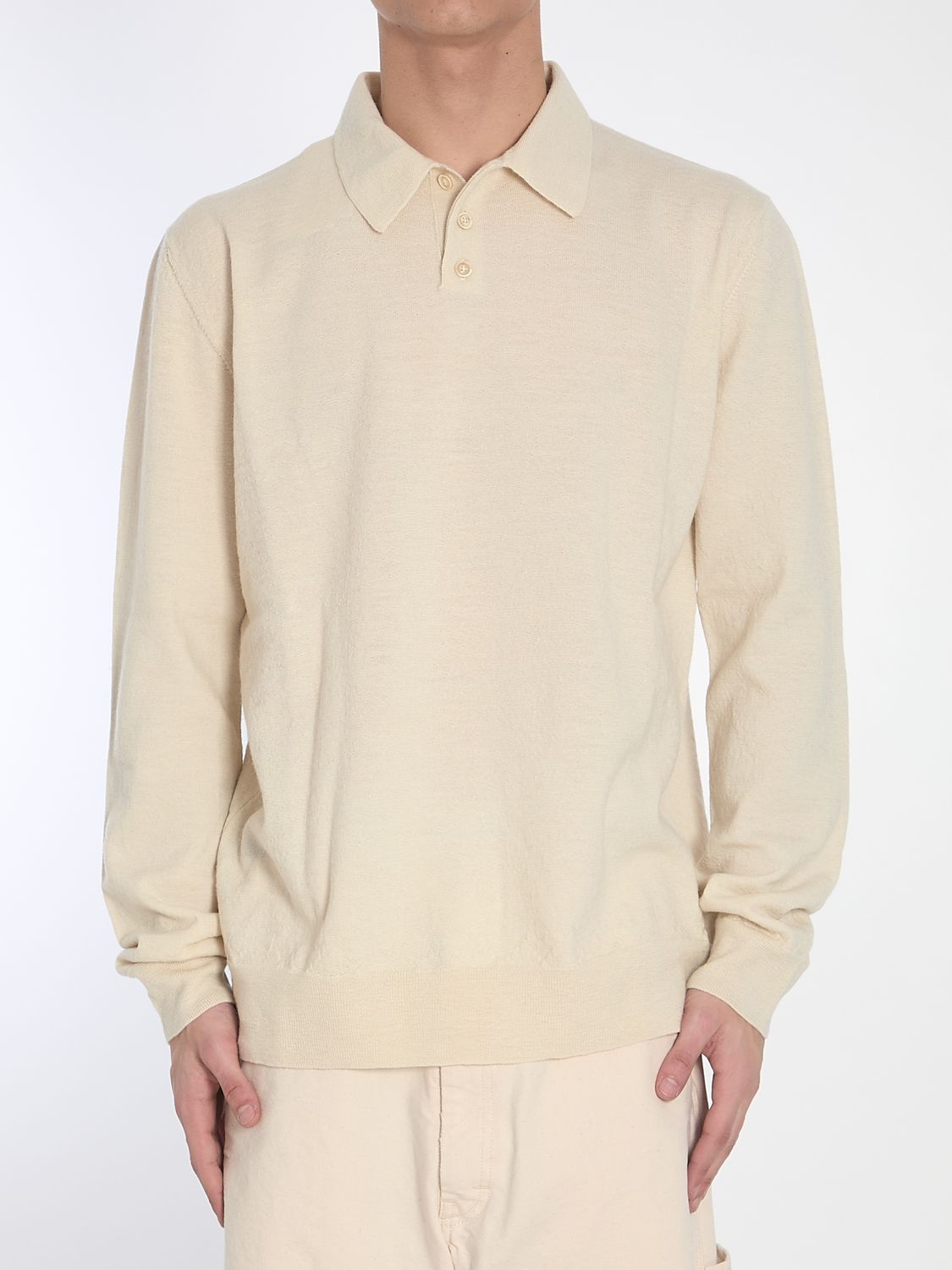 MAISON MARGIELA Classic Long-Sleeve Polo Shirt with Elbow Patches - Size L