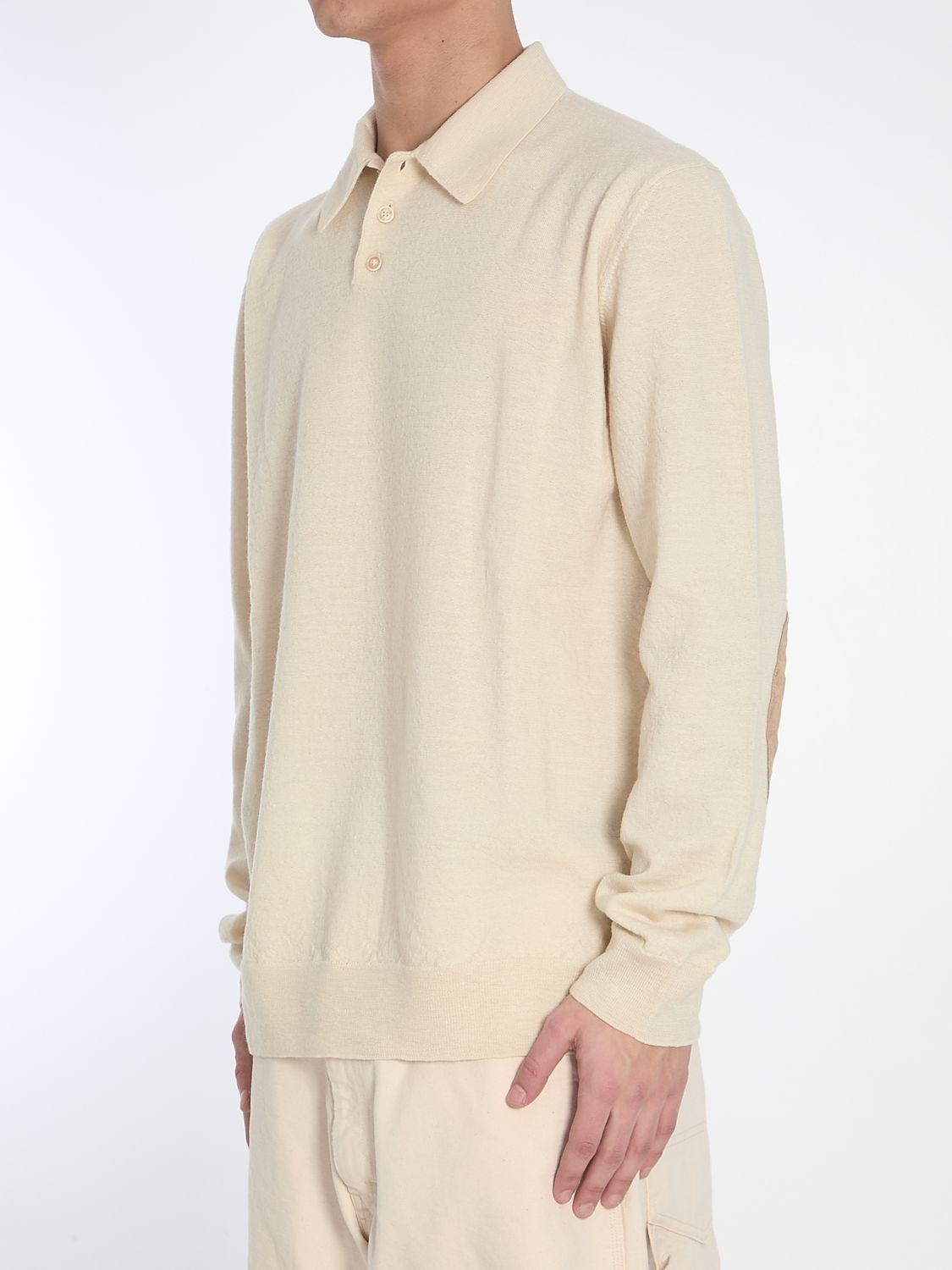 MAISON MARGIELA Classic Long-Sleeve Polo Shirt with Elbow Patches - Size L