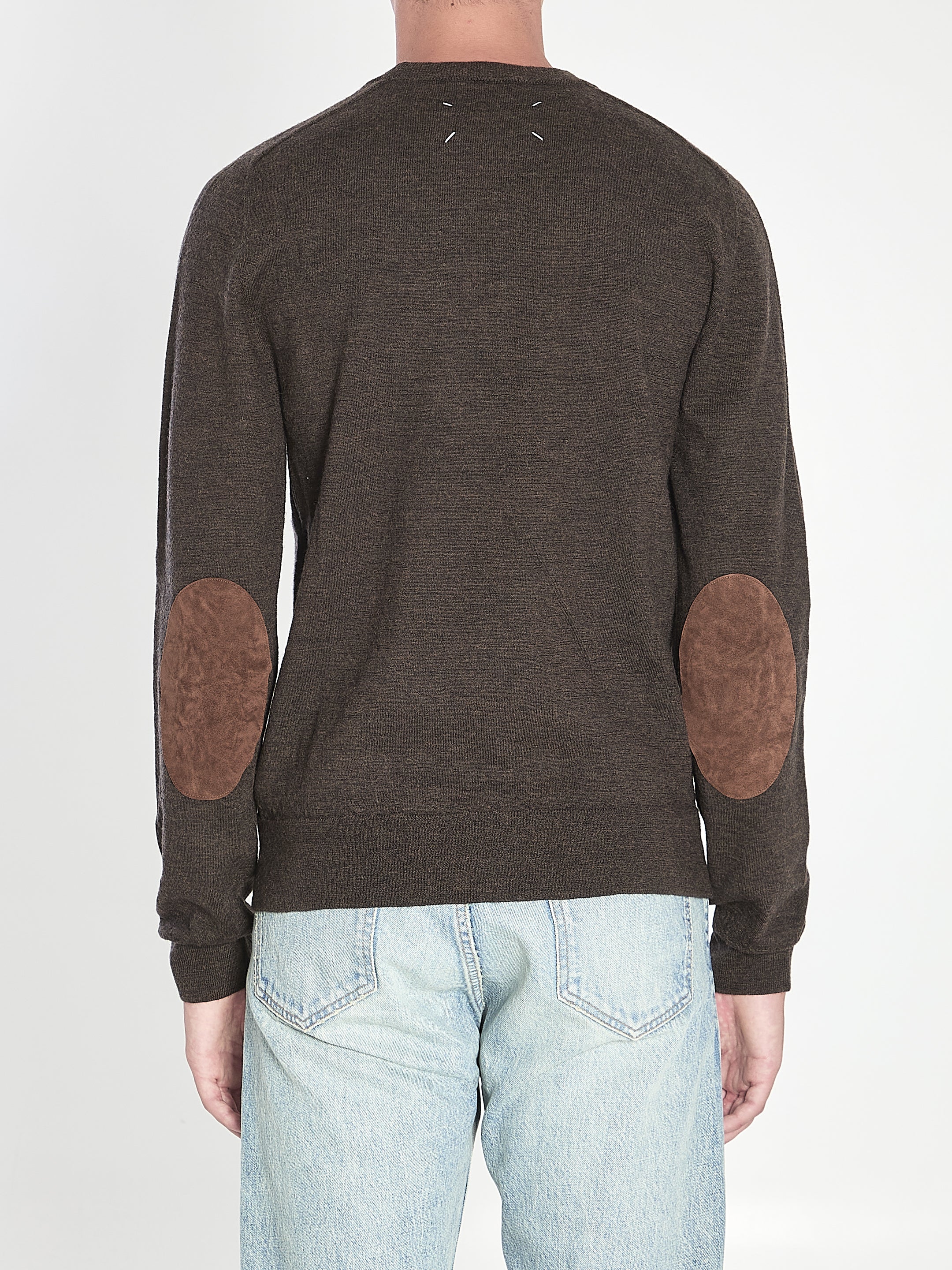 MAISON MARGIELA Men's Wool Sweater with Elbow Patches