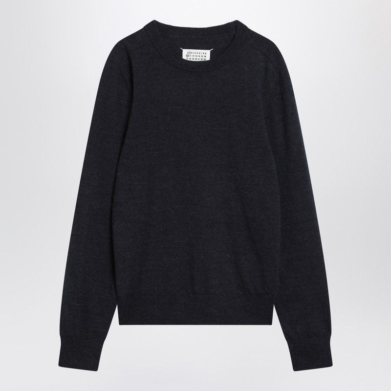 MAISON MARGIELA Wool Crew Neck Sweater with Suede Elbow Patches - FW25