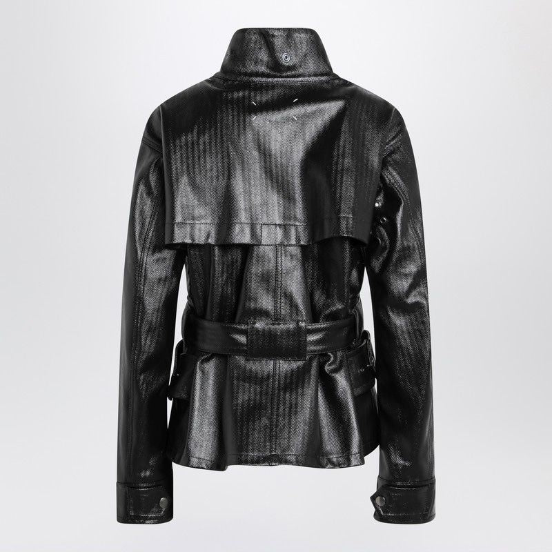 MAISON MARGIELA Glossy Cotton Laminated Belted Jacket