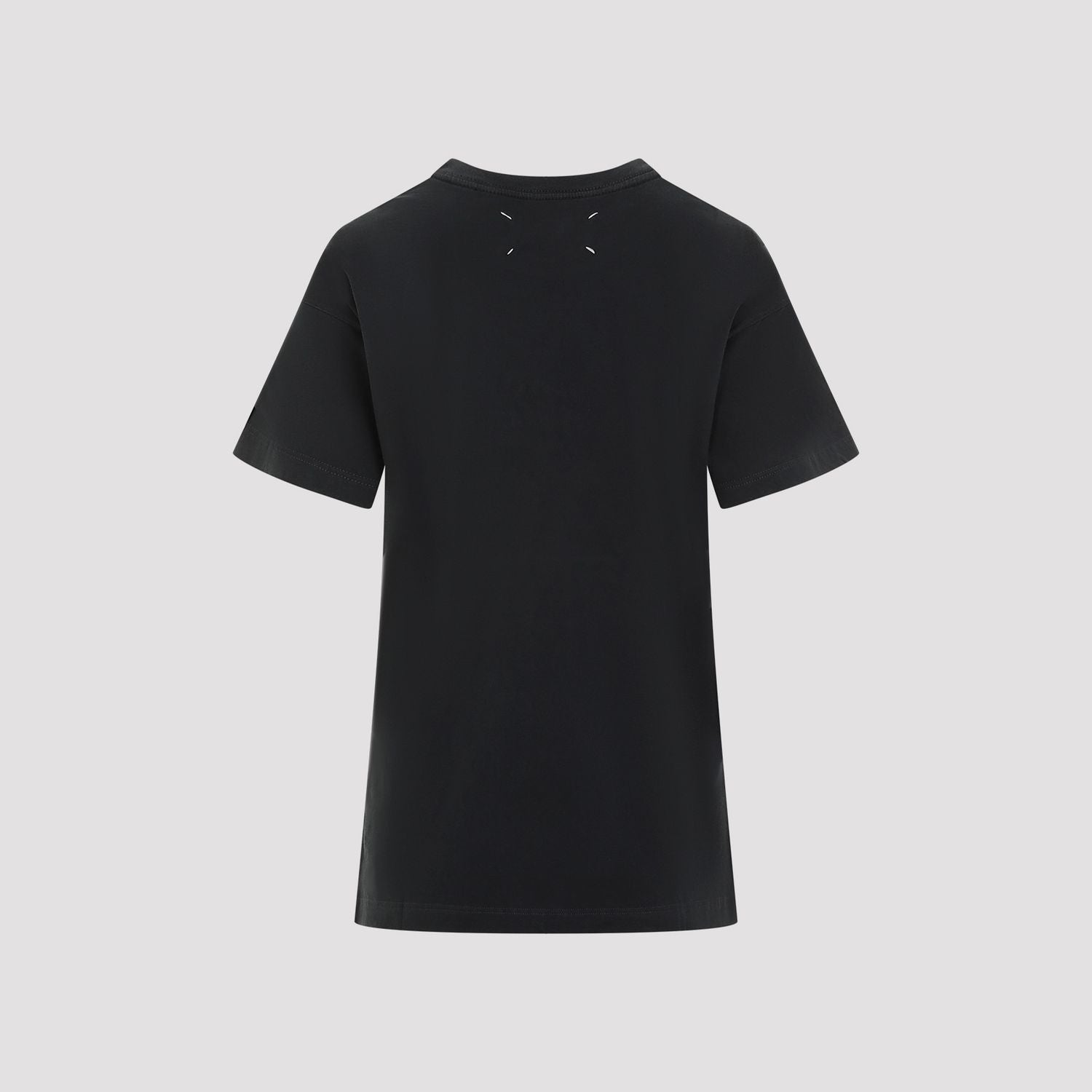 MAISON MARGIELA Washed Black T-Shirt with Embroidered Logo - Women's