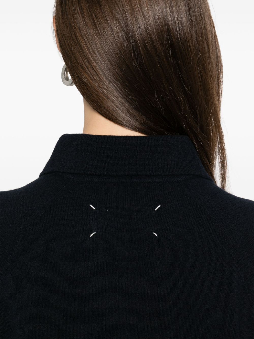 MAISON MARGIELA Women's Wool Polo Shirt with Short Front Button Fastening