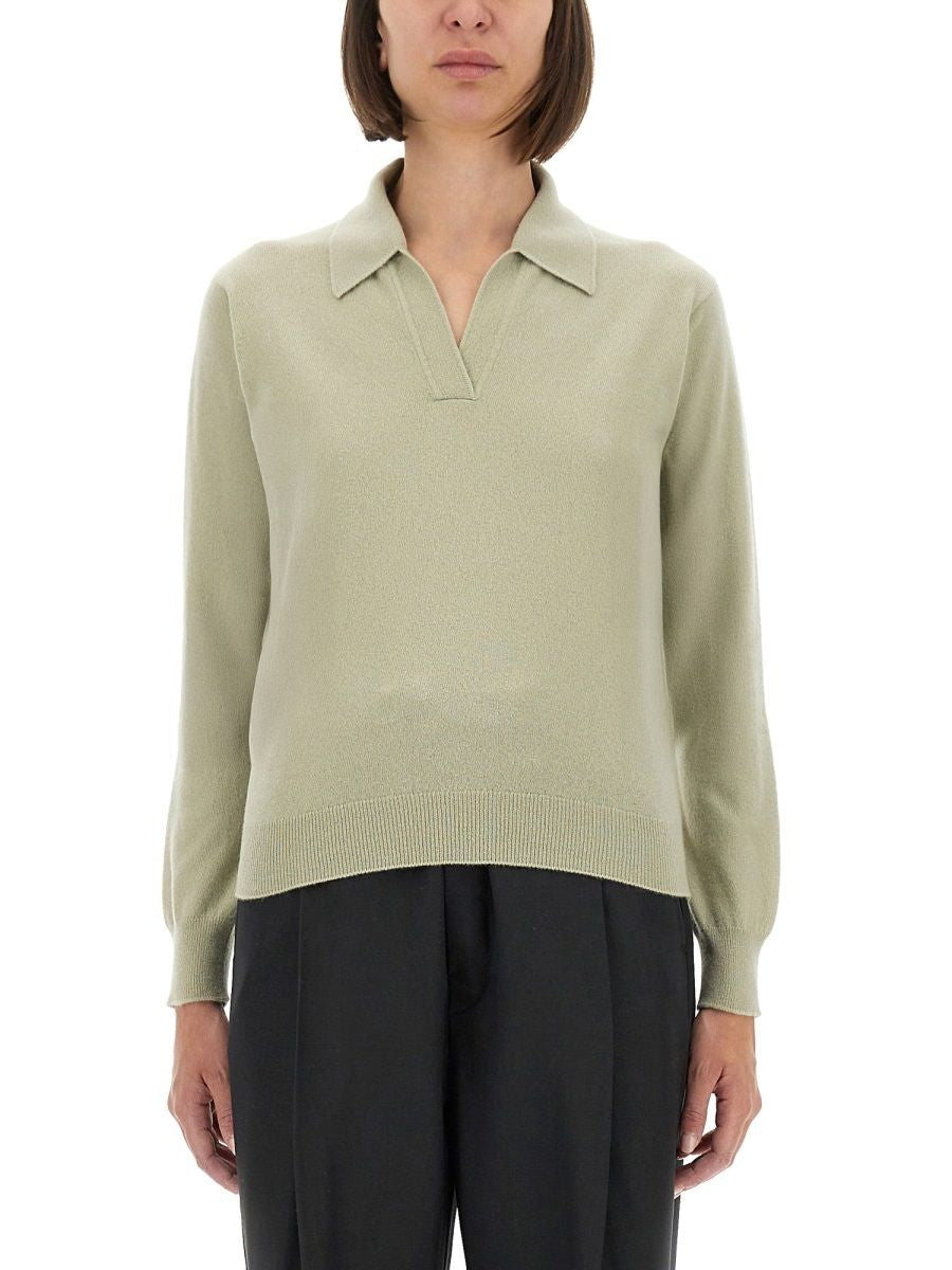 MAISON MARGIELA Virgin Wool Polo Shirt for Women - FW25 Collection