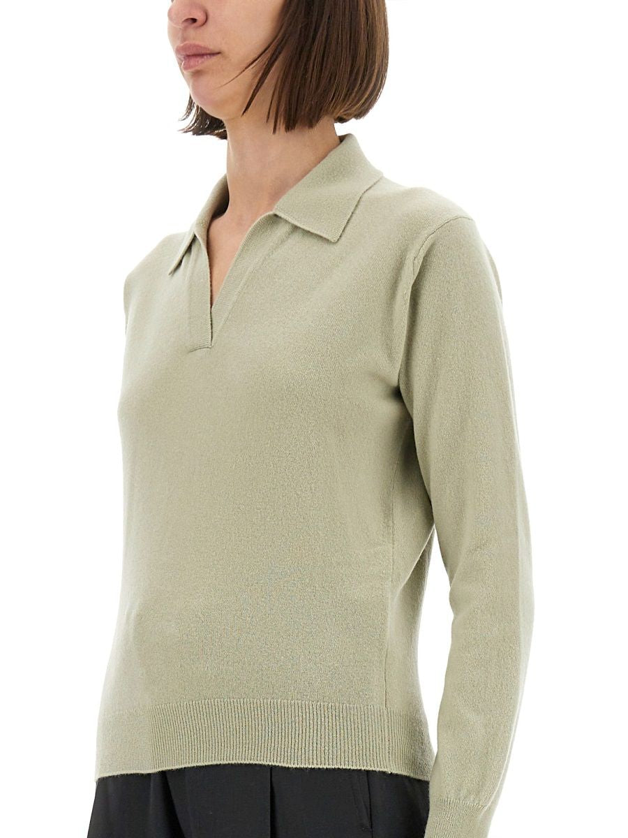 MAISON MARGIELA Virgin Wool Polo Shirt for Women - FW25 Collection
