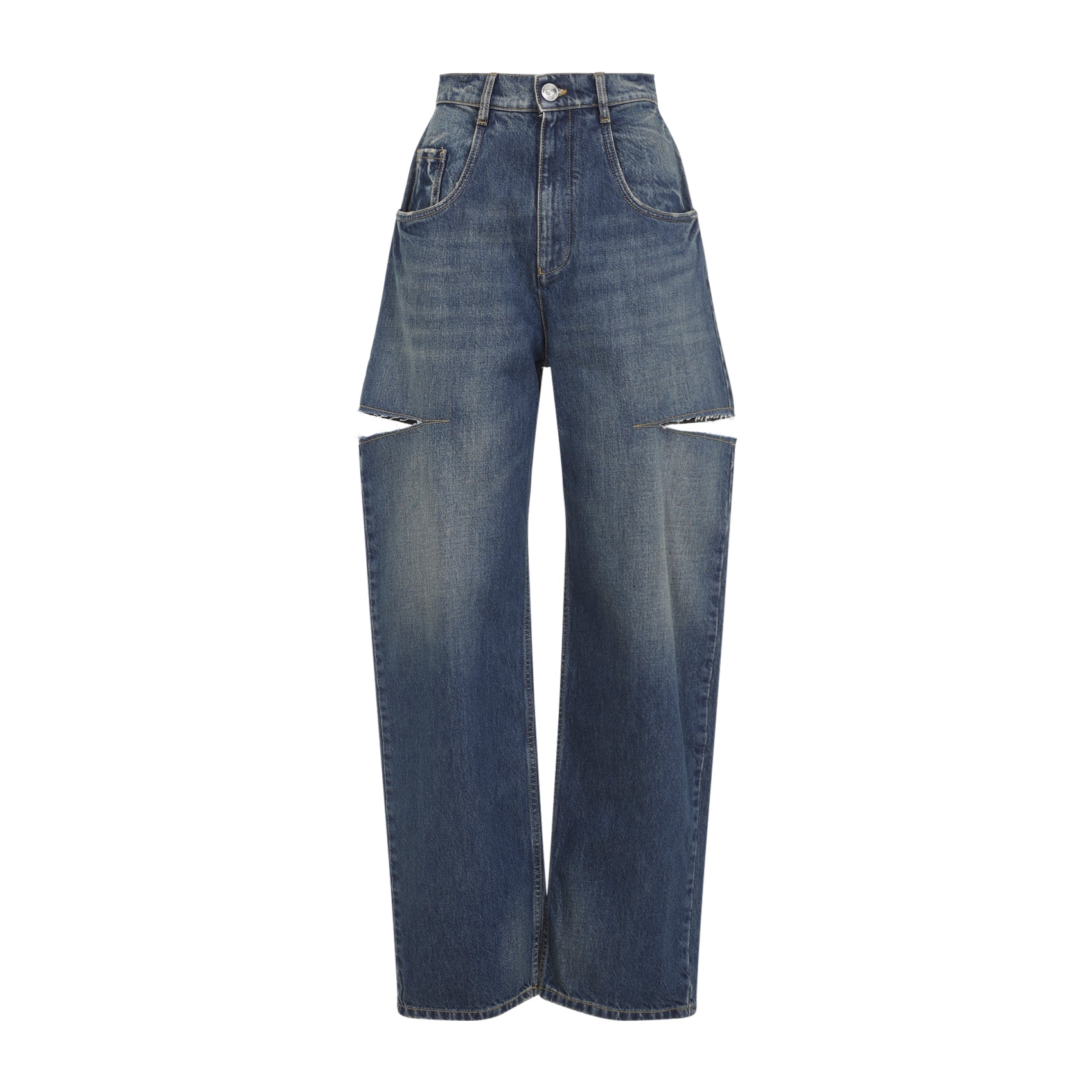 MAISON MARGIELA Ripped Washed High Waist Tapered Jeans