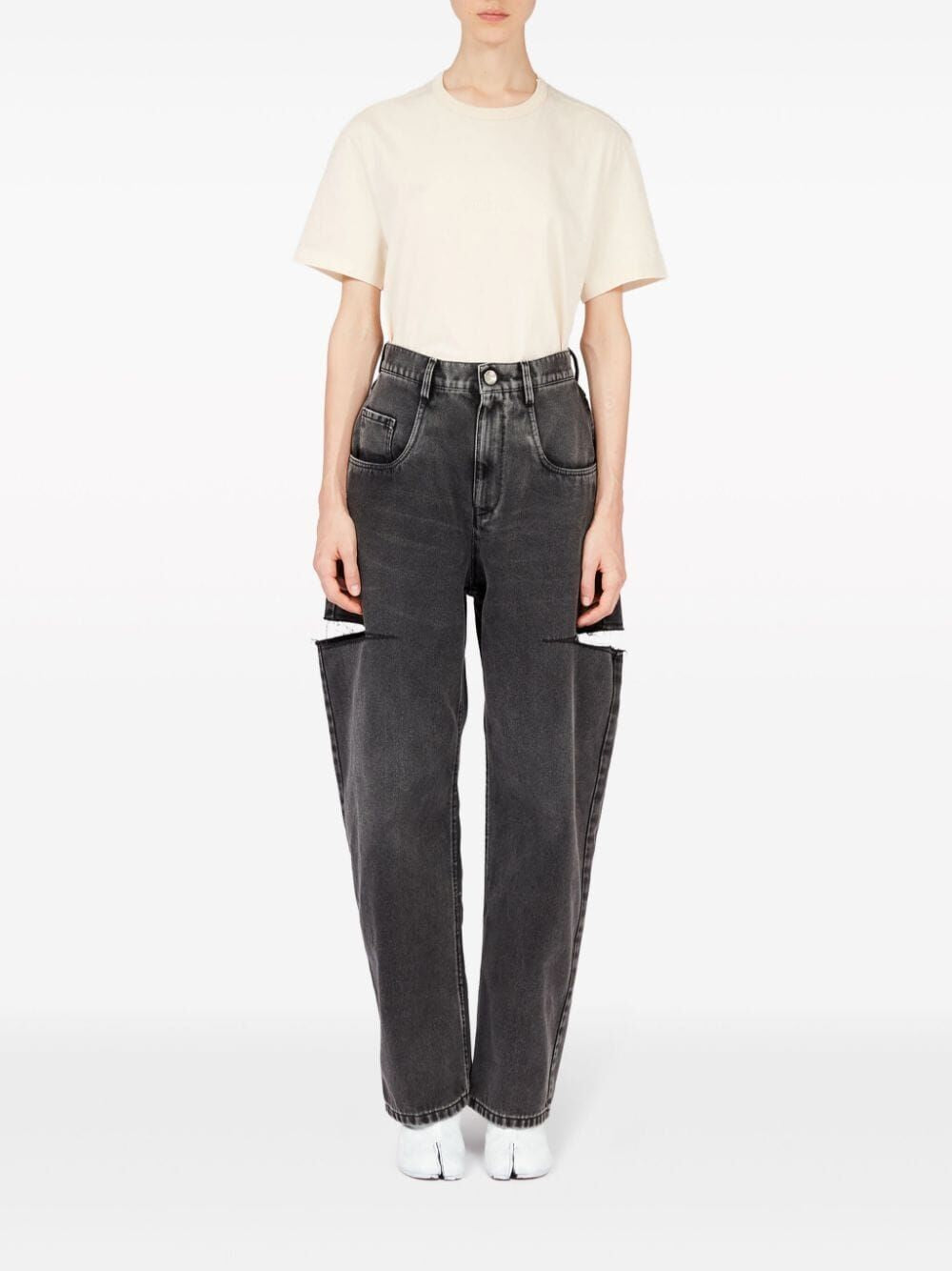 MAISON MARGIELA High-Waist Wide-Leg Jeans with Cut-Out Details
