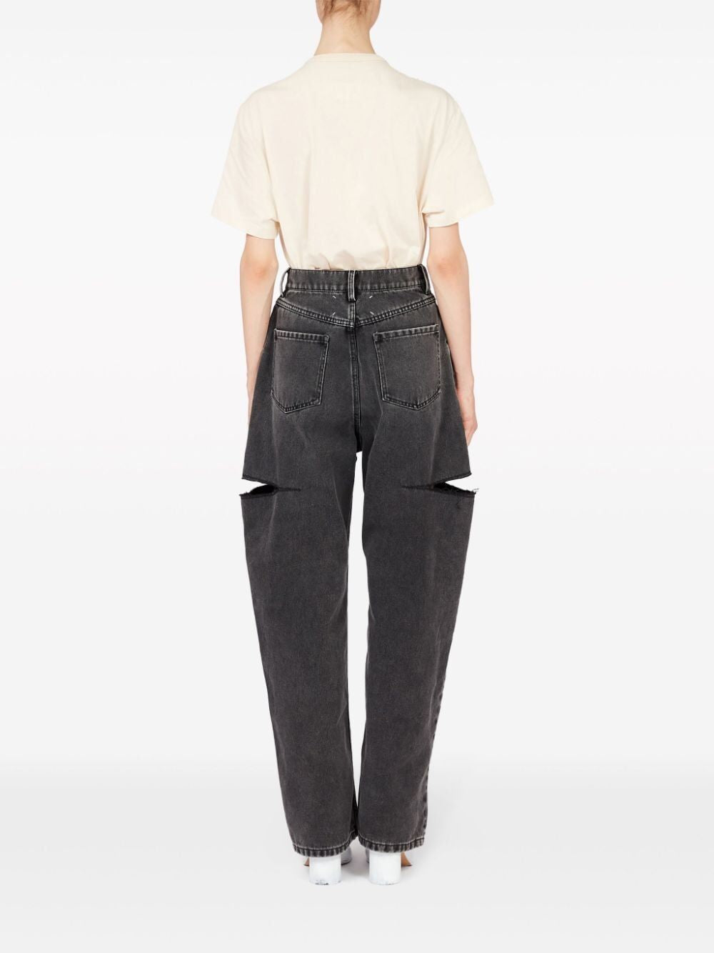 MAISON MARGIELA High-Waist Wide-Leg Jeans with Cut-Out Details