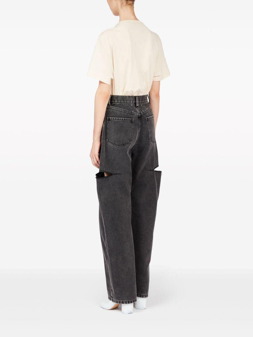 MAISON MARGIELA High-Waist Wide-Leg Jeans with Cut-Out Details