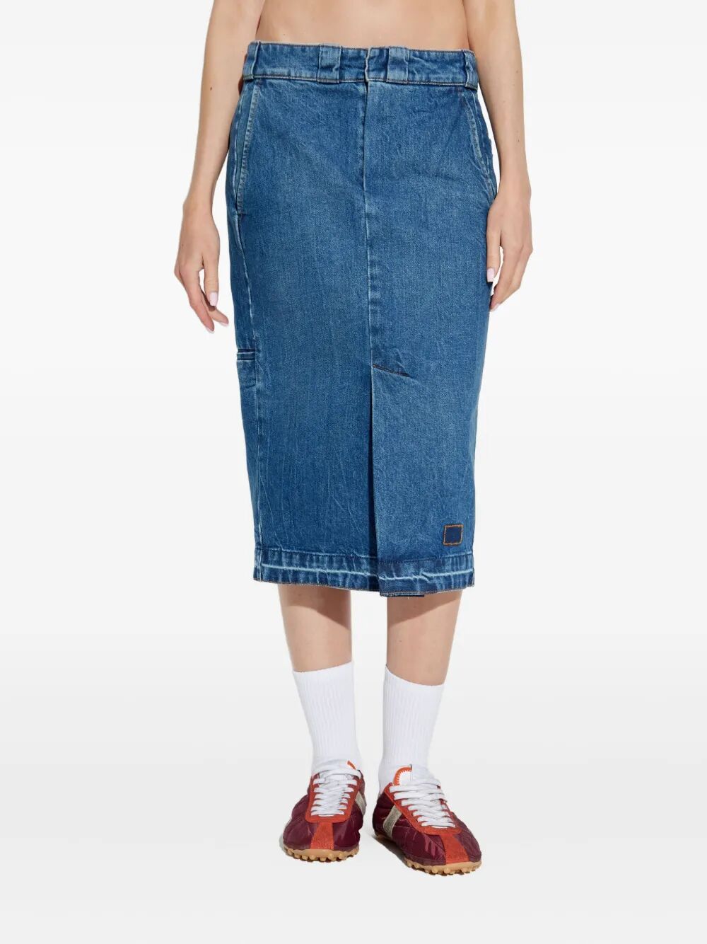MAISON MARGIELA Denim Pencil Skirt with Slits - Midi Length