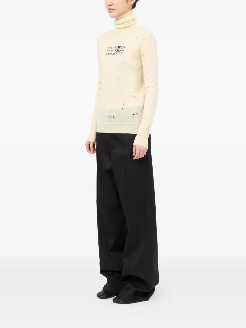 MM6 MAISON MARGIELA Distressed Turtleneck Sweater with Numeric Signature
