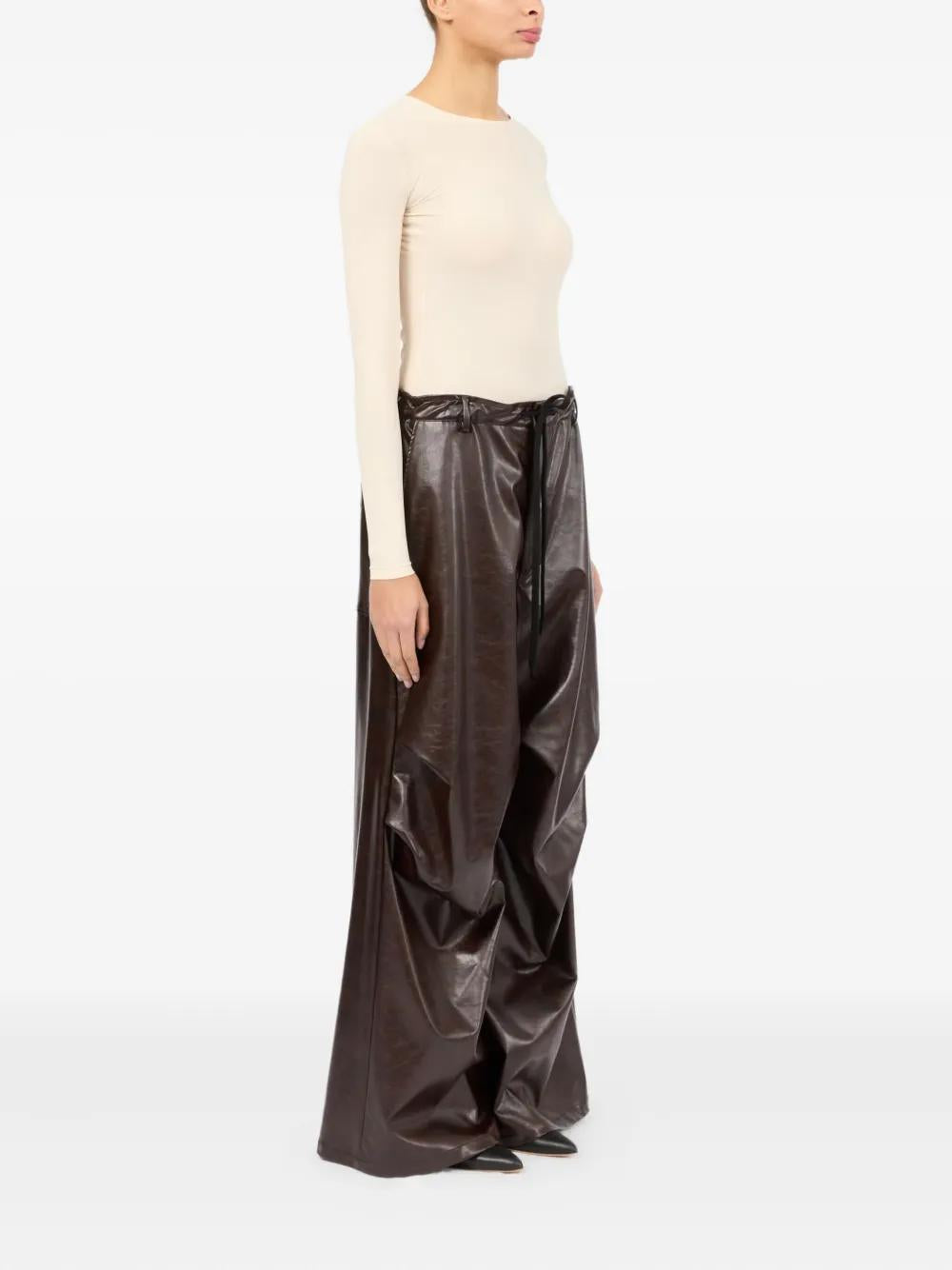 MM6 MAISON MARGIELA Shiny Wide Trousers for Women - FW25