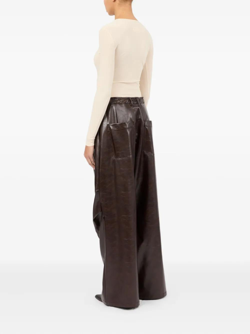 MM6 MAISON MARGIELA Shiny Wide Trousers for Women - FW25