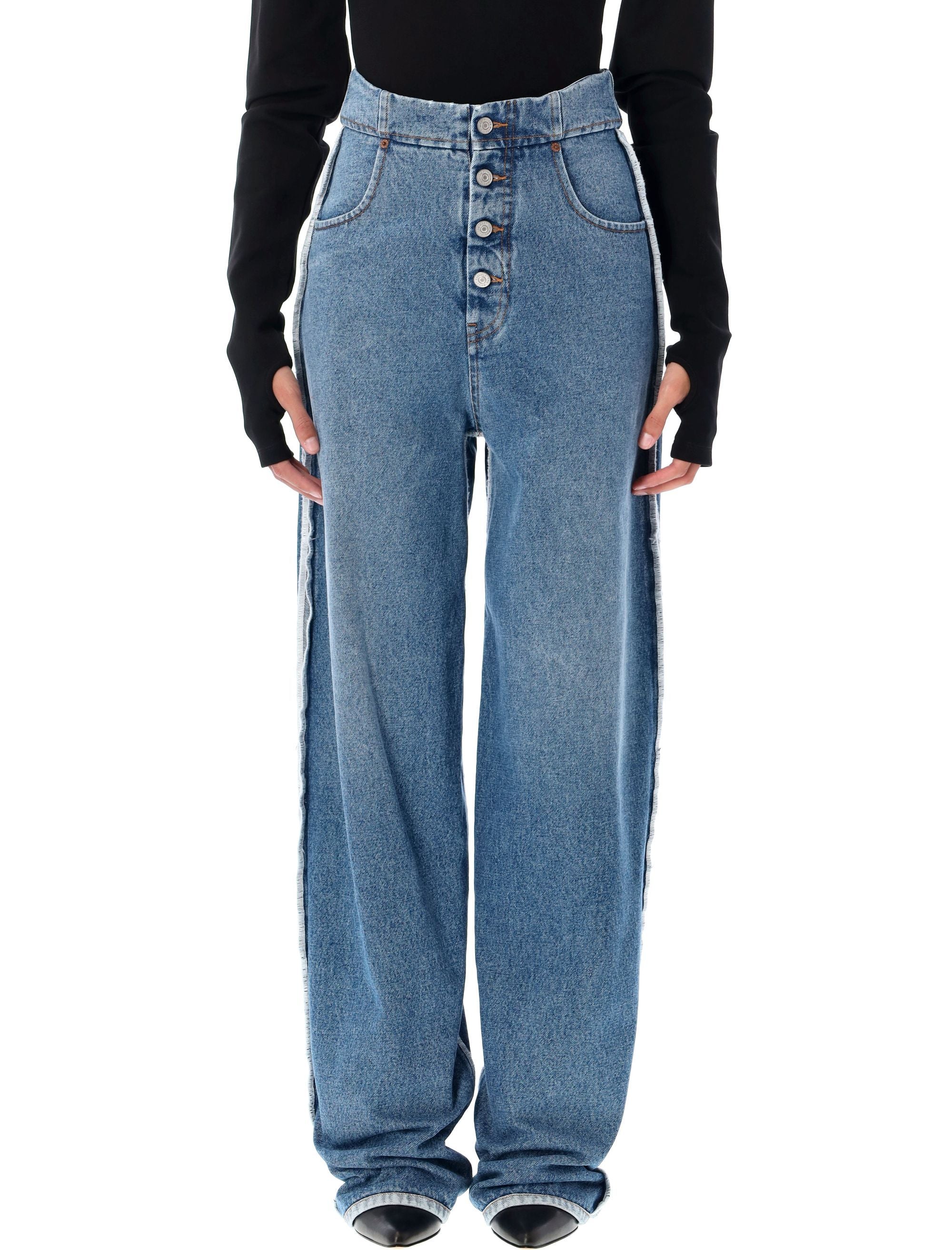 MM6 MAISON MARGIELA Reversed Denim Band High Waist Jeans - Size 26