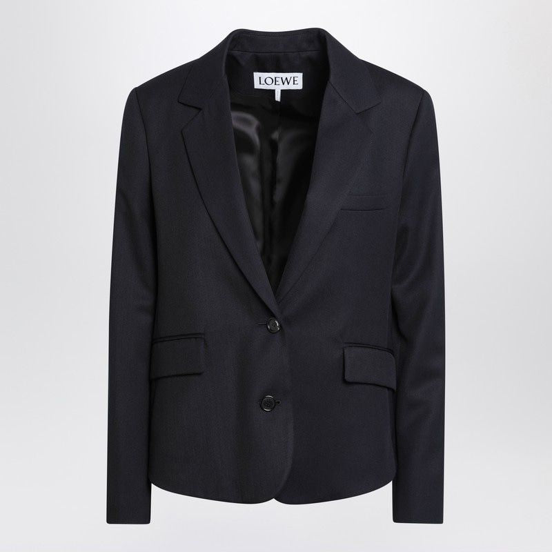 LOEWE Women's Classic Wool Jacket with Leather Detail