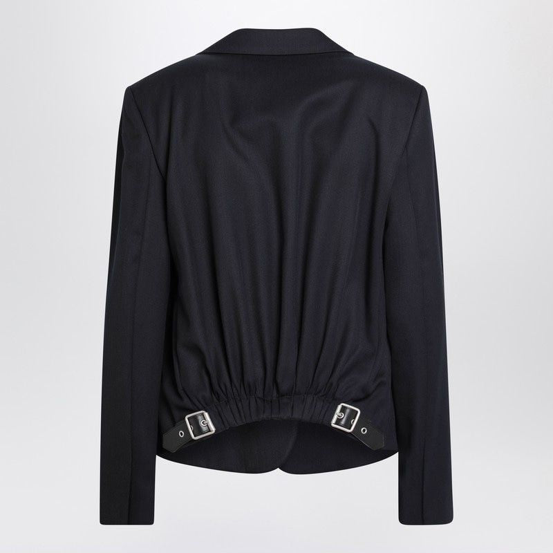 LOEWE Women's Classic Wool Jacket with Leather Detail