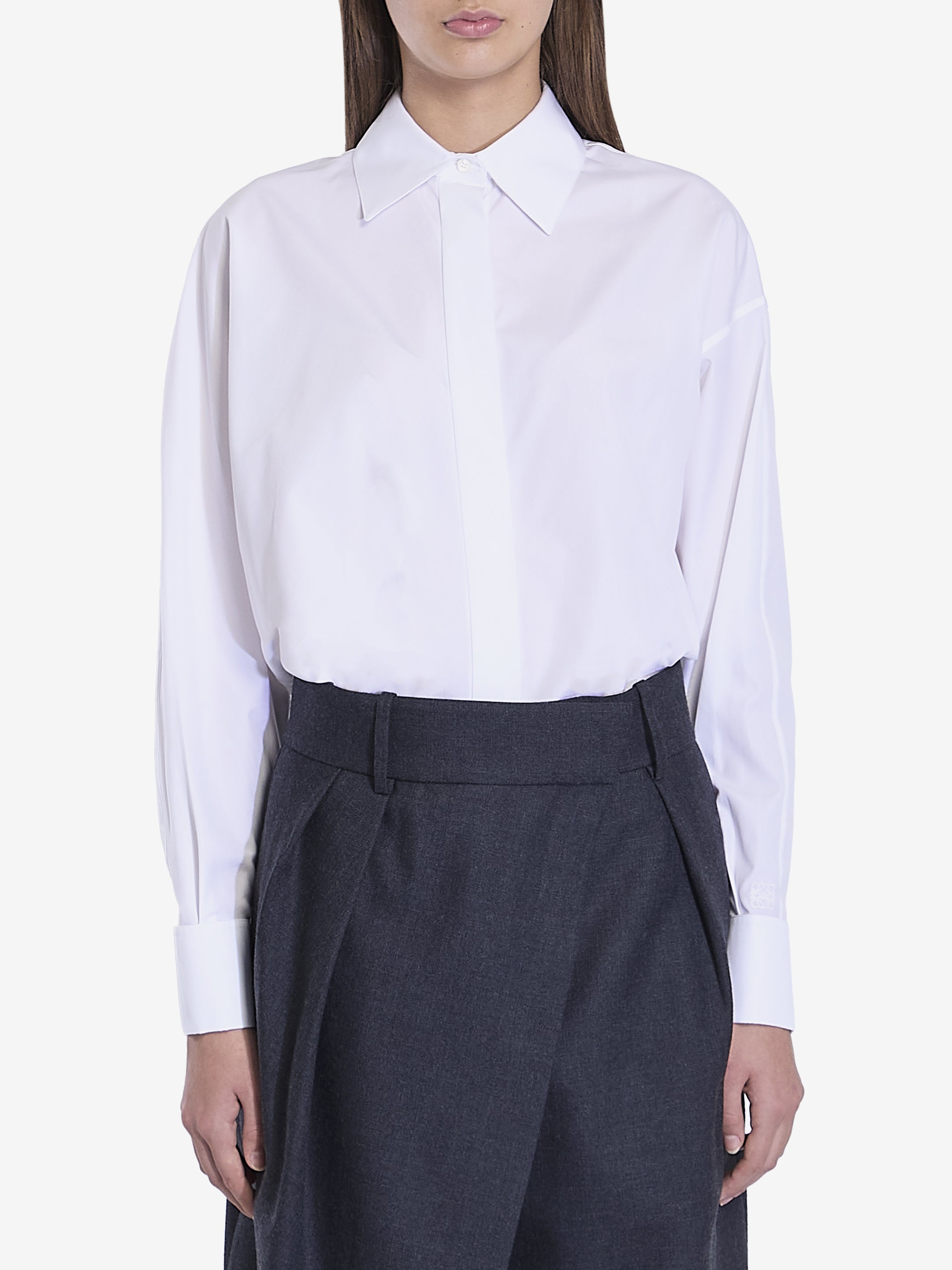 LOEWE Asymmetrical Draped Shirt with Batwing Sleeves - Relaxed Fit