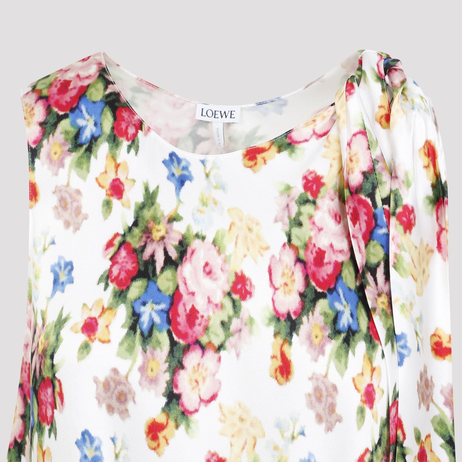 LOEWE Sleeveless Asymmetric Mini Dress with Floral Print