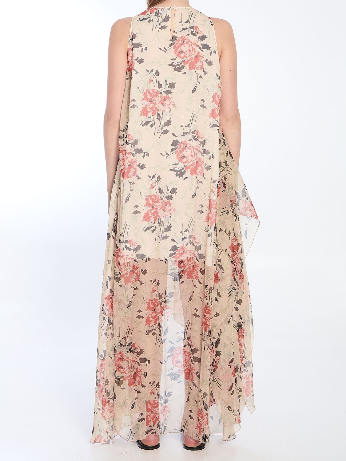 LOEWE Asymmetrical Floral Silk Dress - Regular Fit