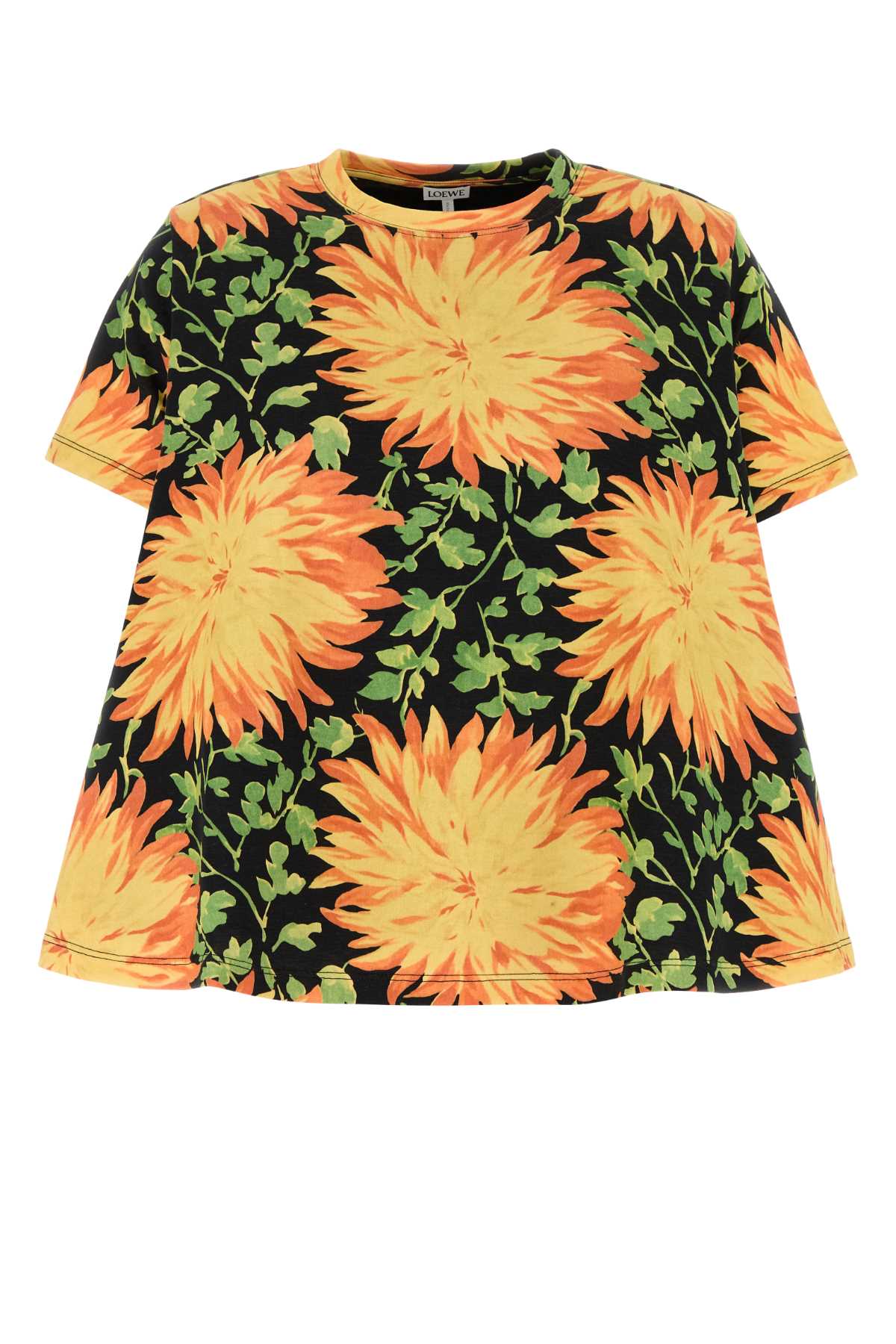 LOEWE Floral Printed Cotton Blend Trapeze Top for Women