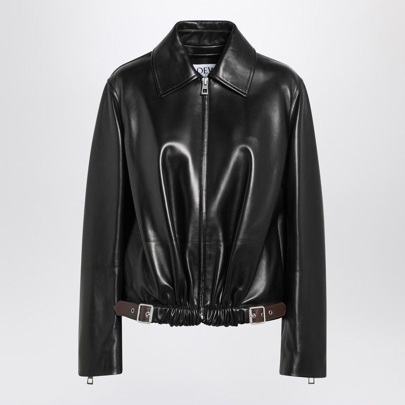 LOEWE Ruched Leather Jacket with Belt