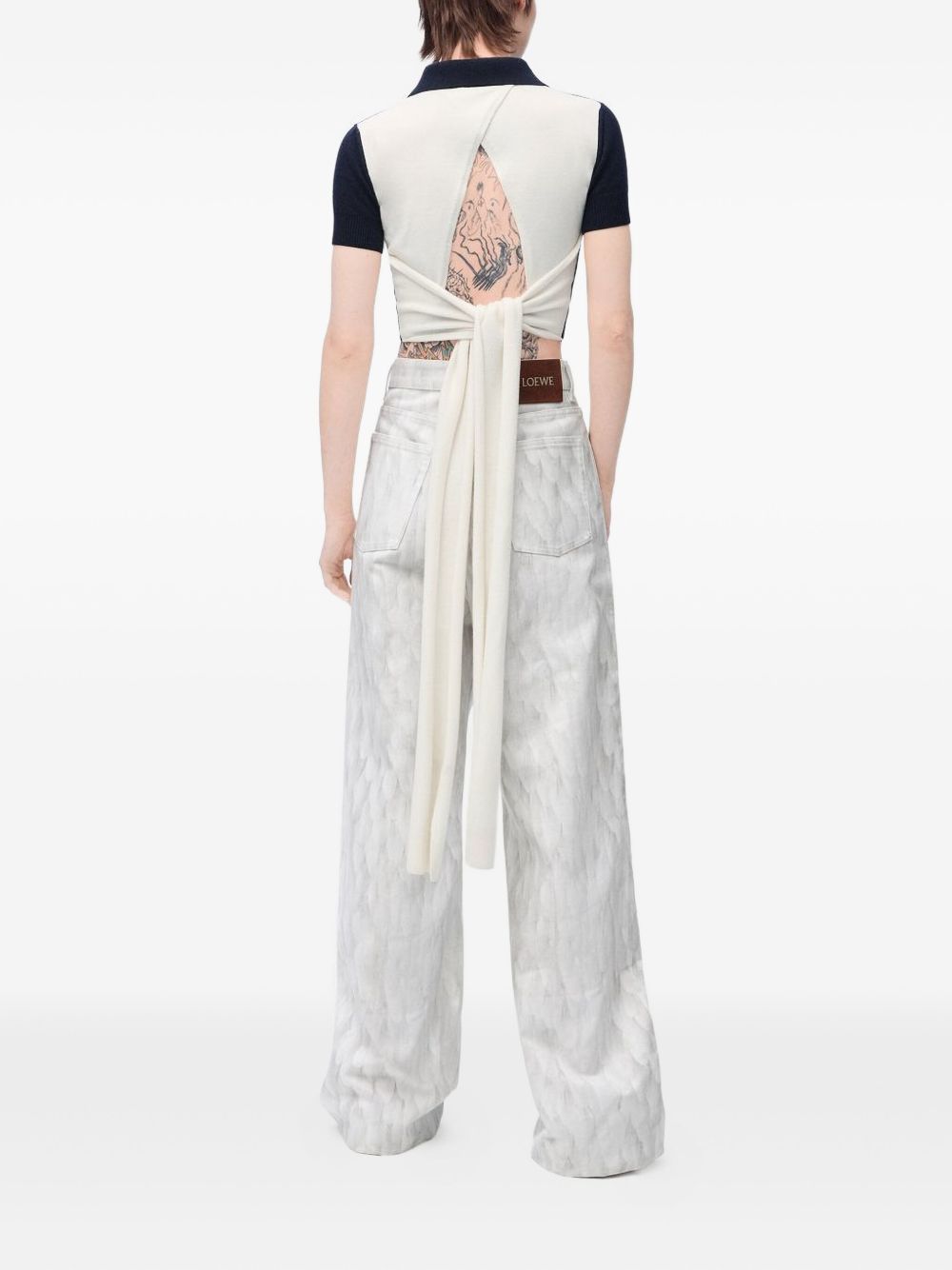 LOEWE Wool and Cashmere Polo Shirt with Tie Detail