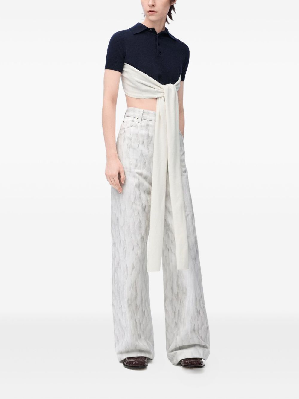 LOEWE Wool and Cashmere Polo Shirt with Tie Detail