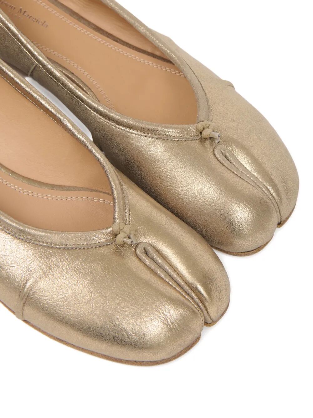 MAISON MARGIELA Metallic Leather Ballerinas with Laminated Finish - Women’s Size 0.8 cm Heel