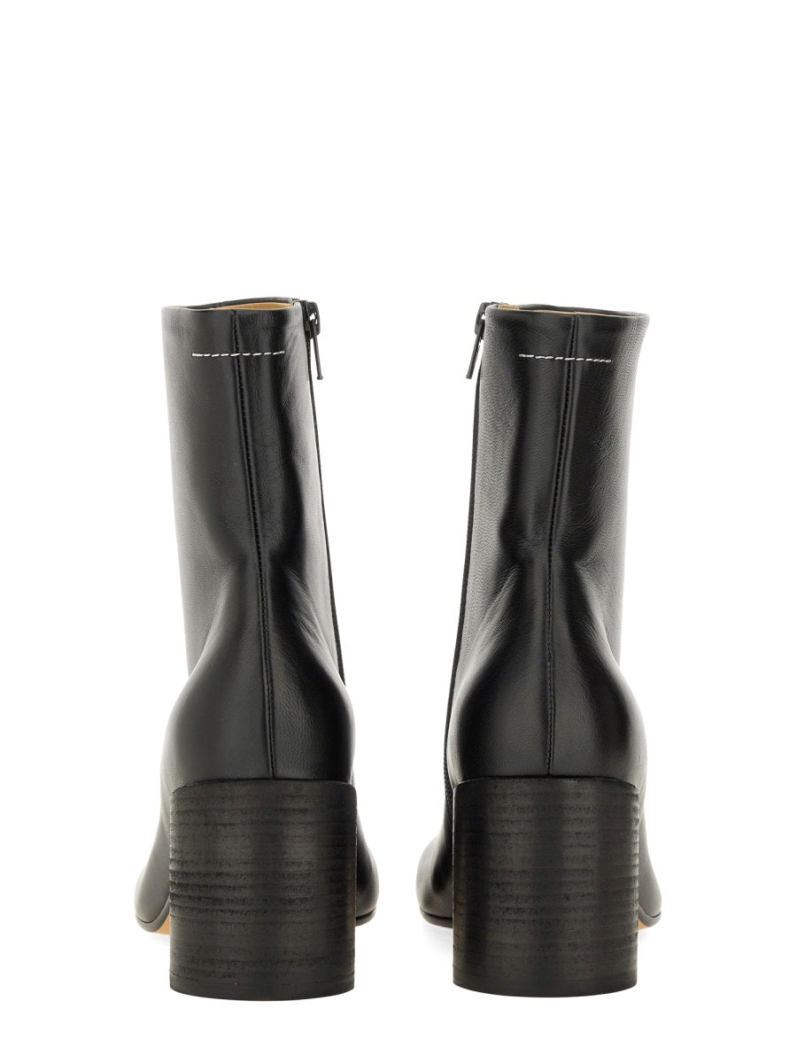 MM6 MAISON MARGIELA Leather Ankle Boots with Block Heel - 70mm