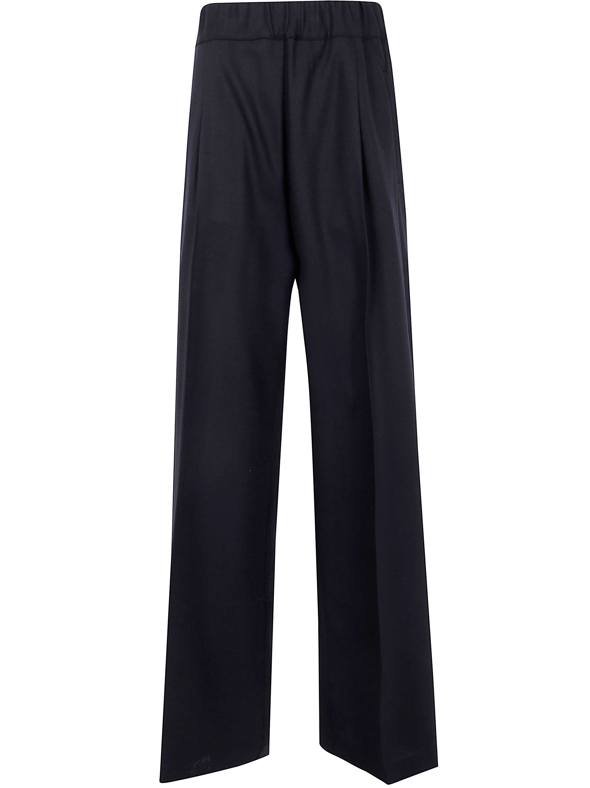 SEMICOUTURE Wide-Leg Pleated Wool Pants for Women