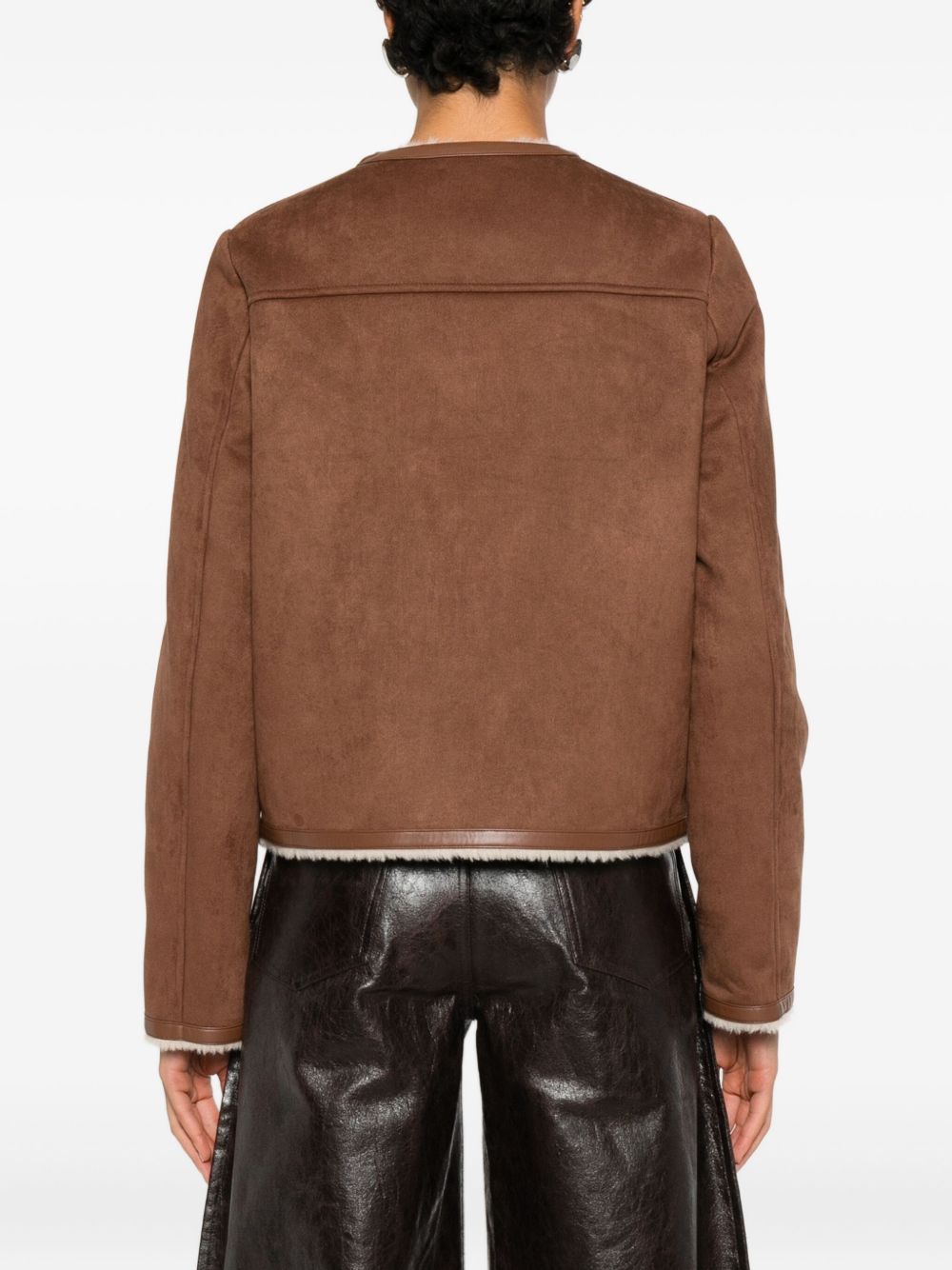 SEMICOUTURE Round Neck Faux Fur Outerwear for Women