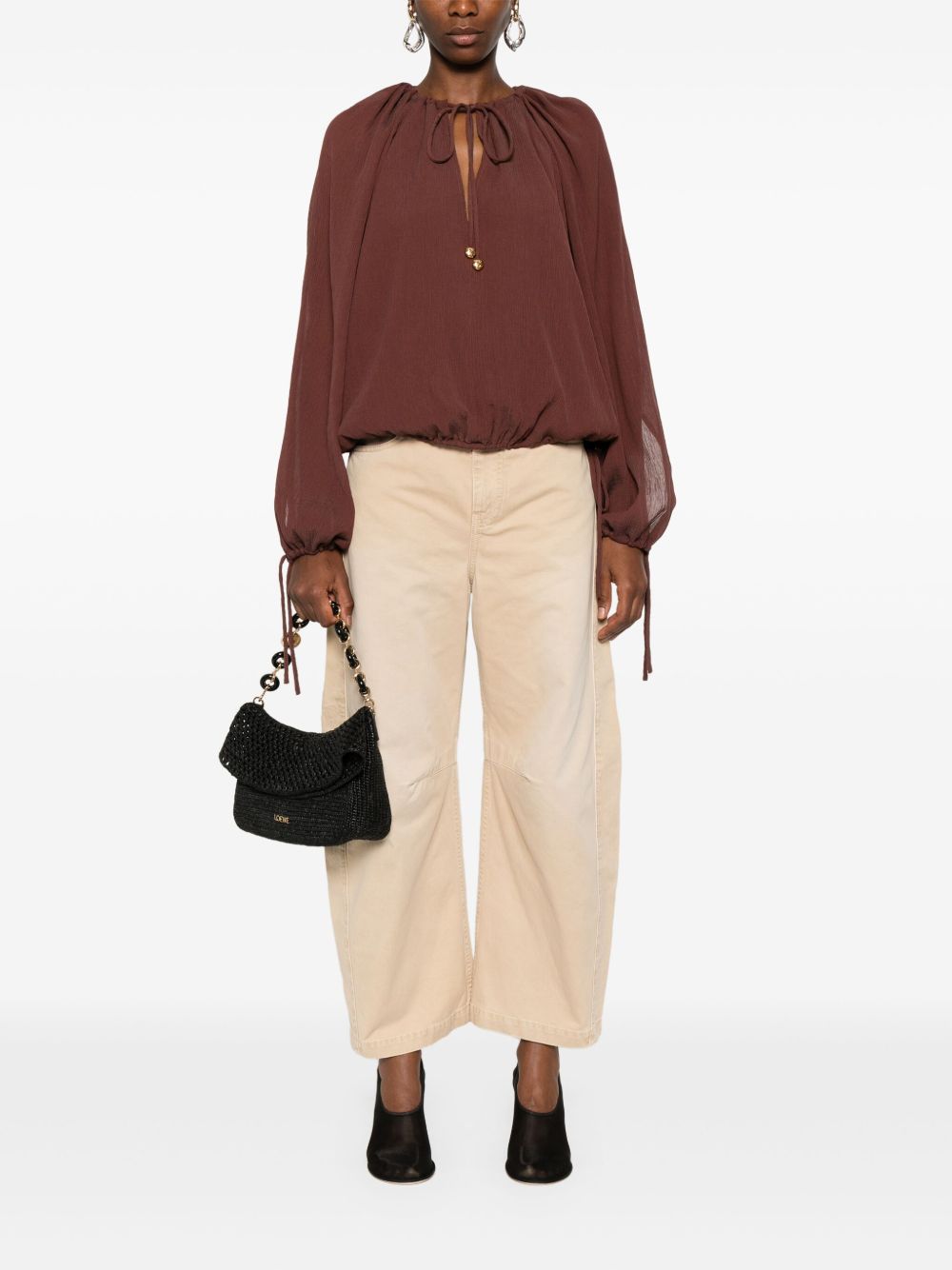 LOEWE Drawstring Neck Blouse for Women - SS25