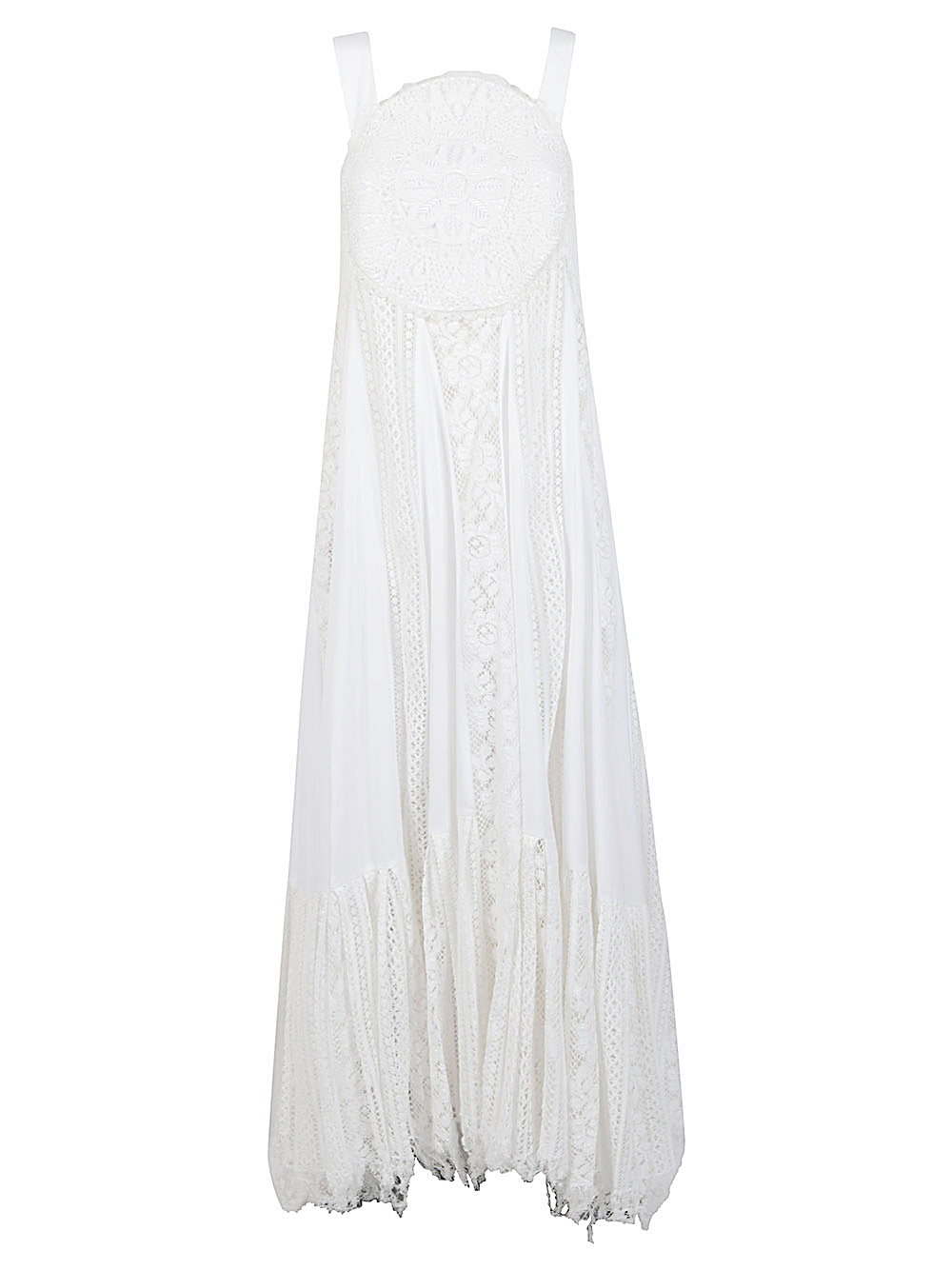 LOEWE Cotton Long Dress with Lace Details for Women