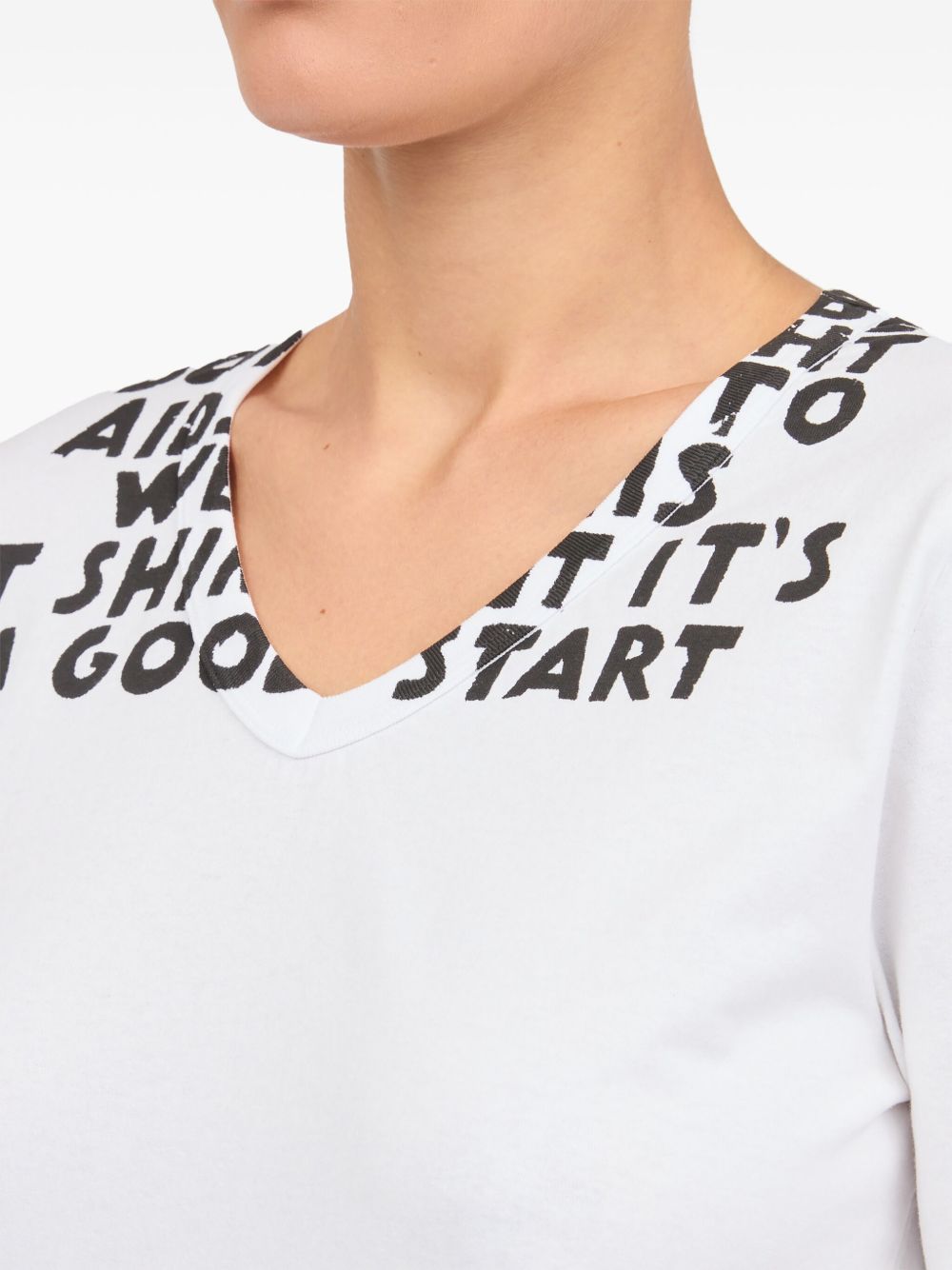 MM6 MAISON MARGIELA V-Neck Printed Cotton T-Shirt