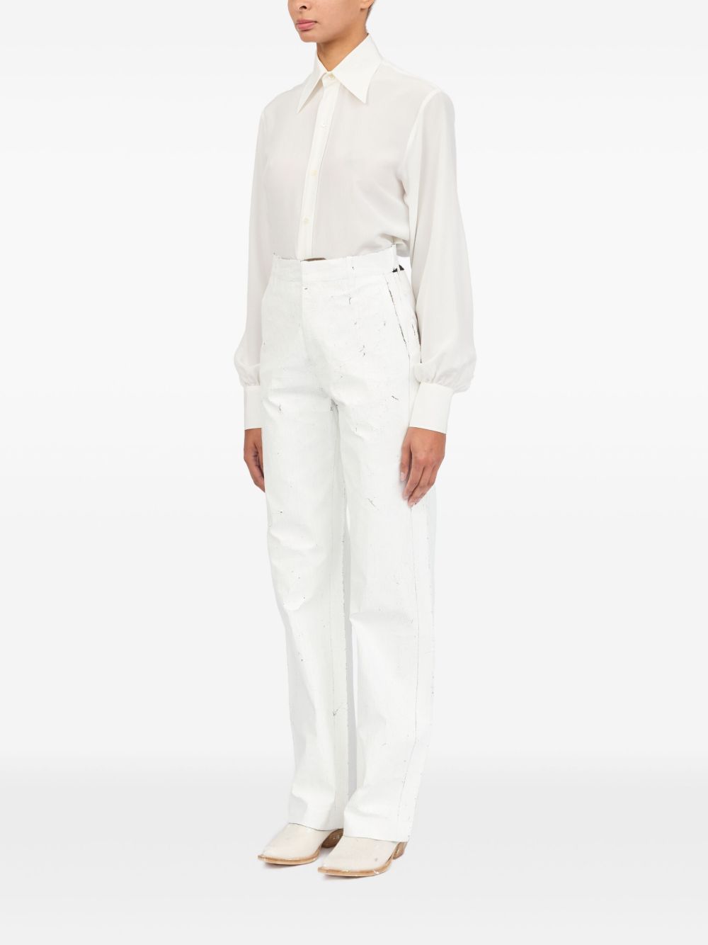 MM6 MAISON MARGIELA Concealed Front Wax Trousers for Women