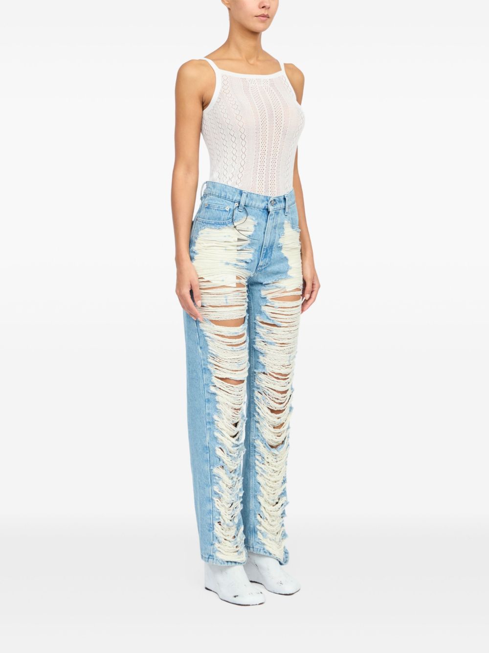 MM6 MAISON MARGIELA Destroyed Straight Jeans - Size 26