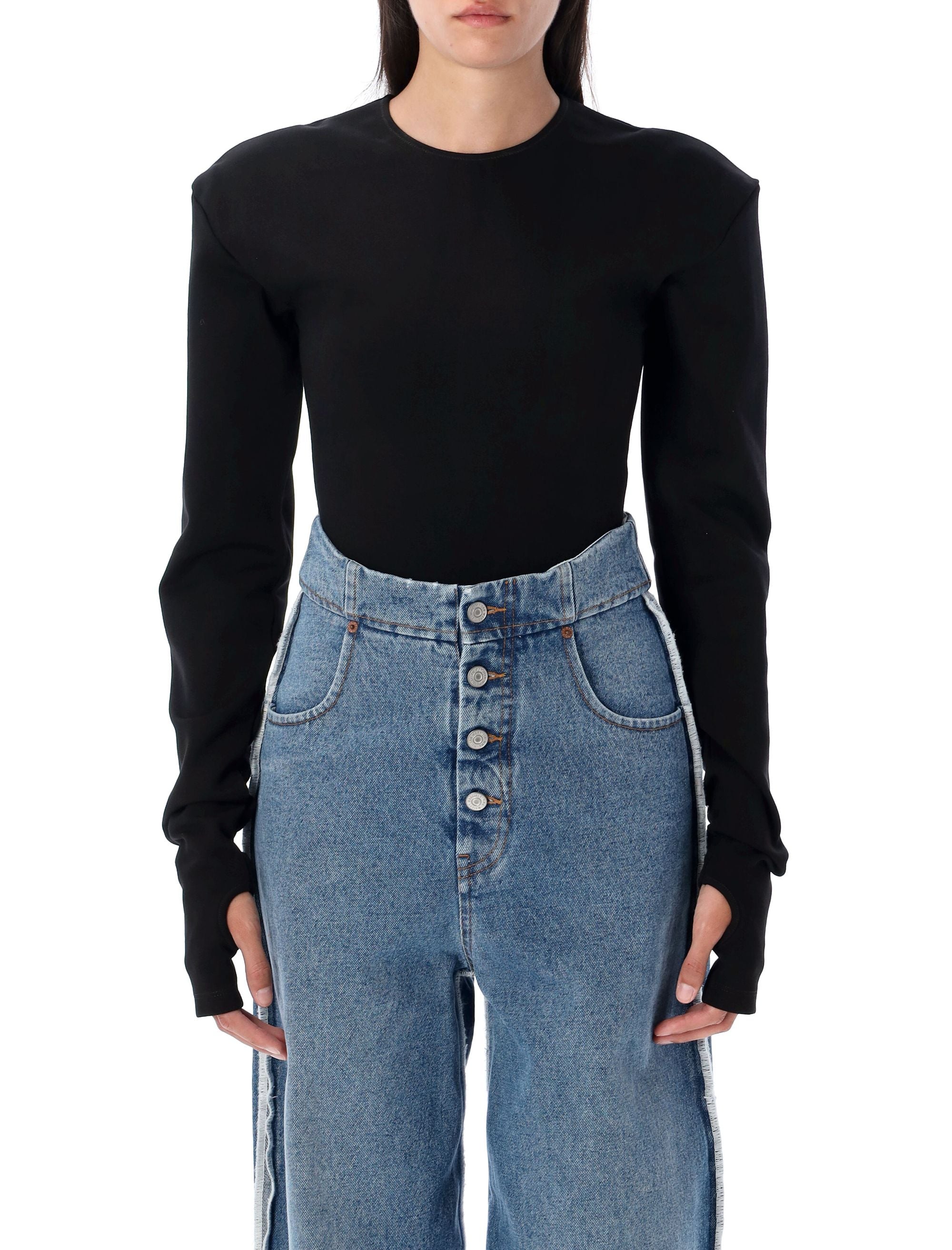 MM6 MAISON MARGIELA Long Sleeve Bodysuit with Thumb Hole - Size S