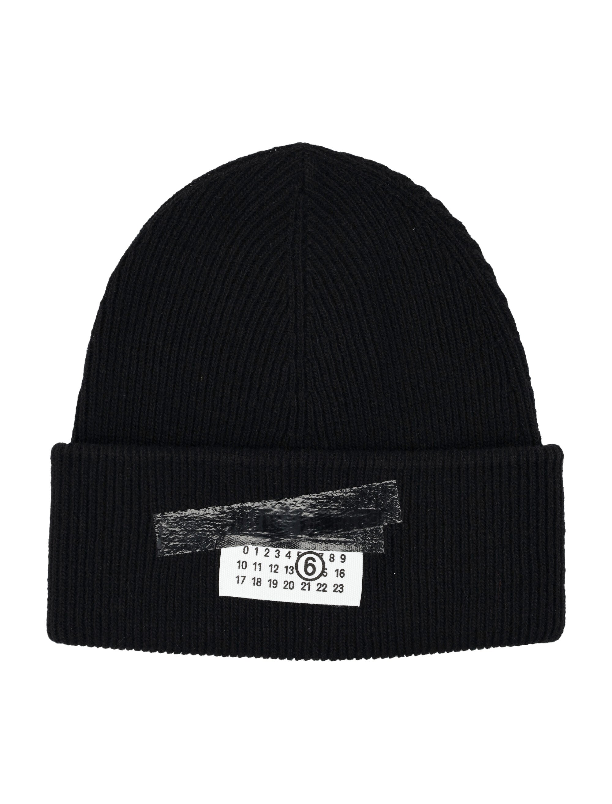 MM6 MAISON MARGIELA Ribbed Wool Blend Beanie with Folded Brim