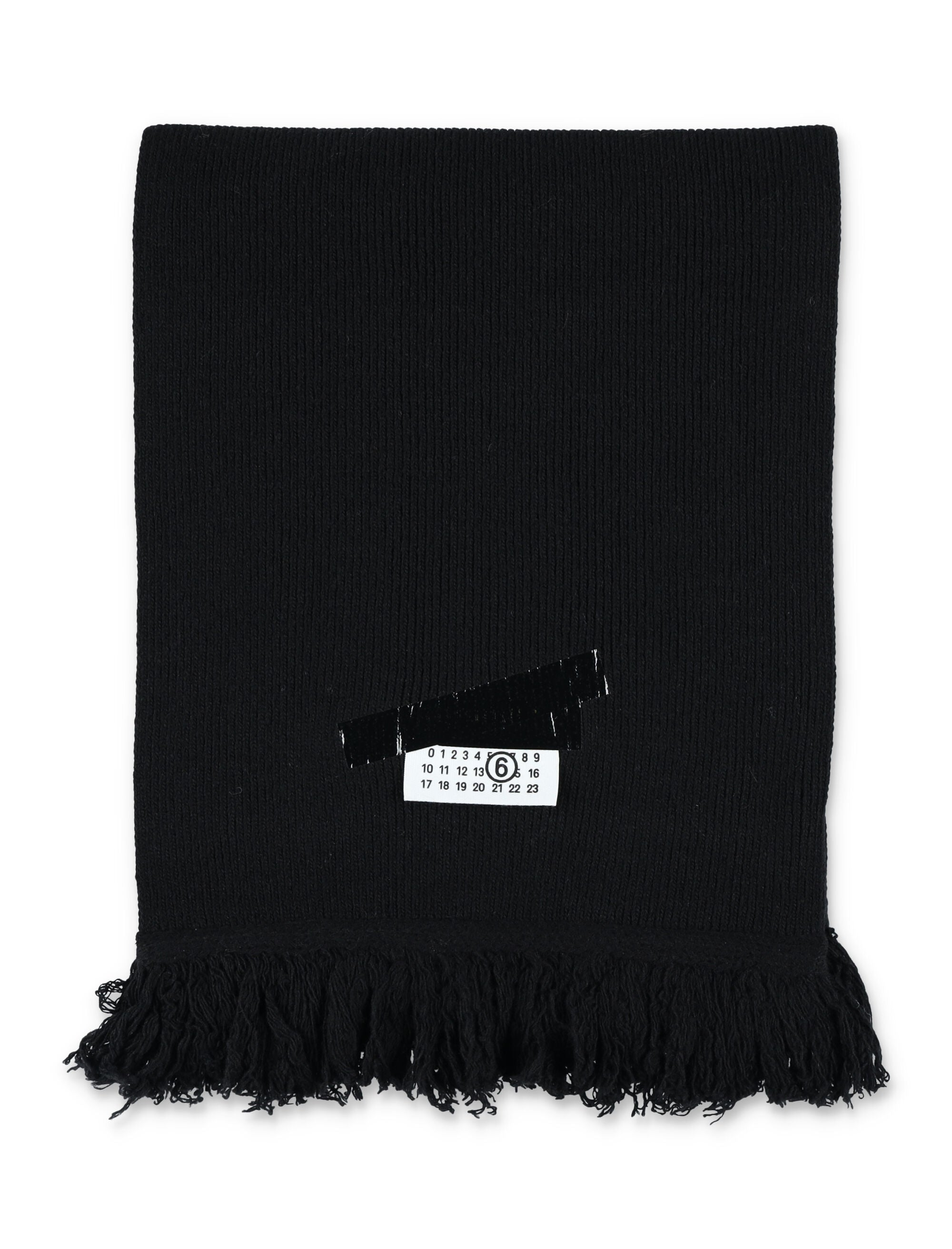 MM6 MAISON MARGIELA Fringed Wool Scarf with Logo Patch - 214 cm x 29 cm