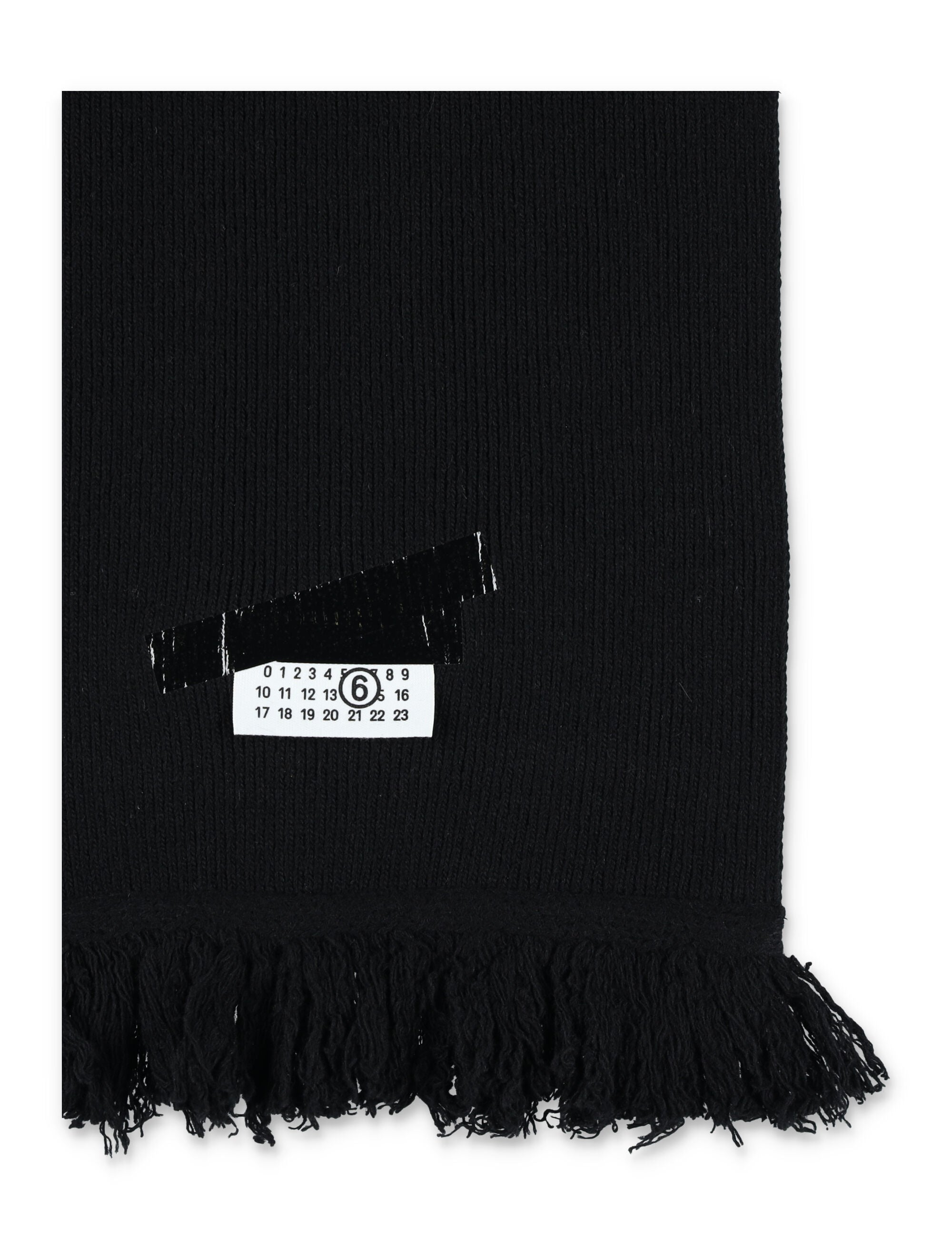 MM6 MAISON MARGIELA Fringed Wool Scarf with Logo Patch - 214 cm x 29 cm