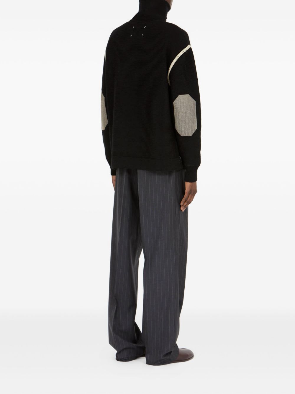 MAISON MARGIELA Men's Wool Zipped Sweater with Elbow Patches