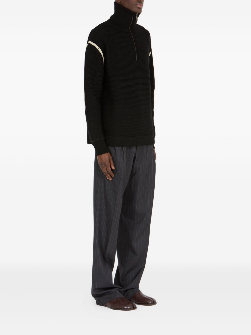 MAISON MARGIELA Men's Wool Zipped Sweater with Elbow Patches