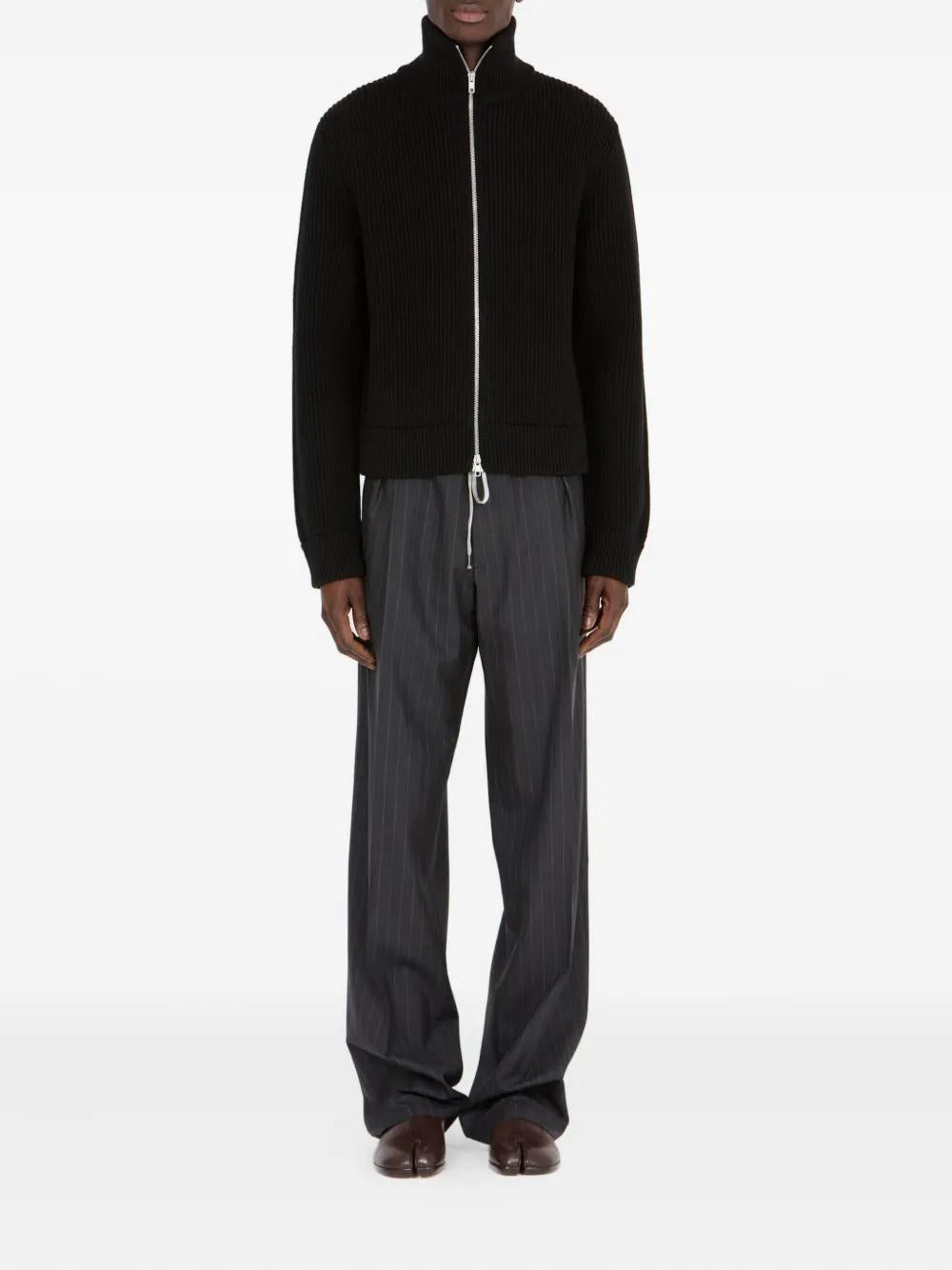MAISON MARGIELA Wool Funnel Neck Sweater with Double-Zip Closure