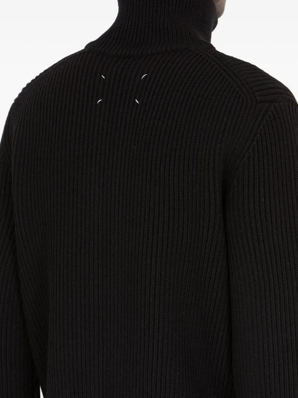 MAISON MARGIELA Wool Funnel Neck Sweater with Double-Zip Closure