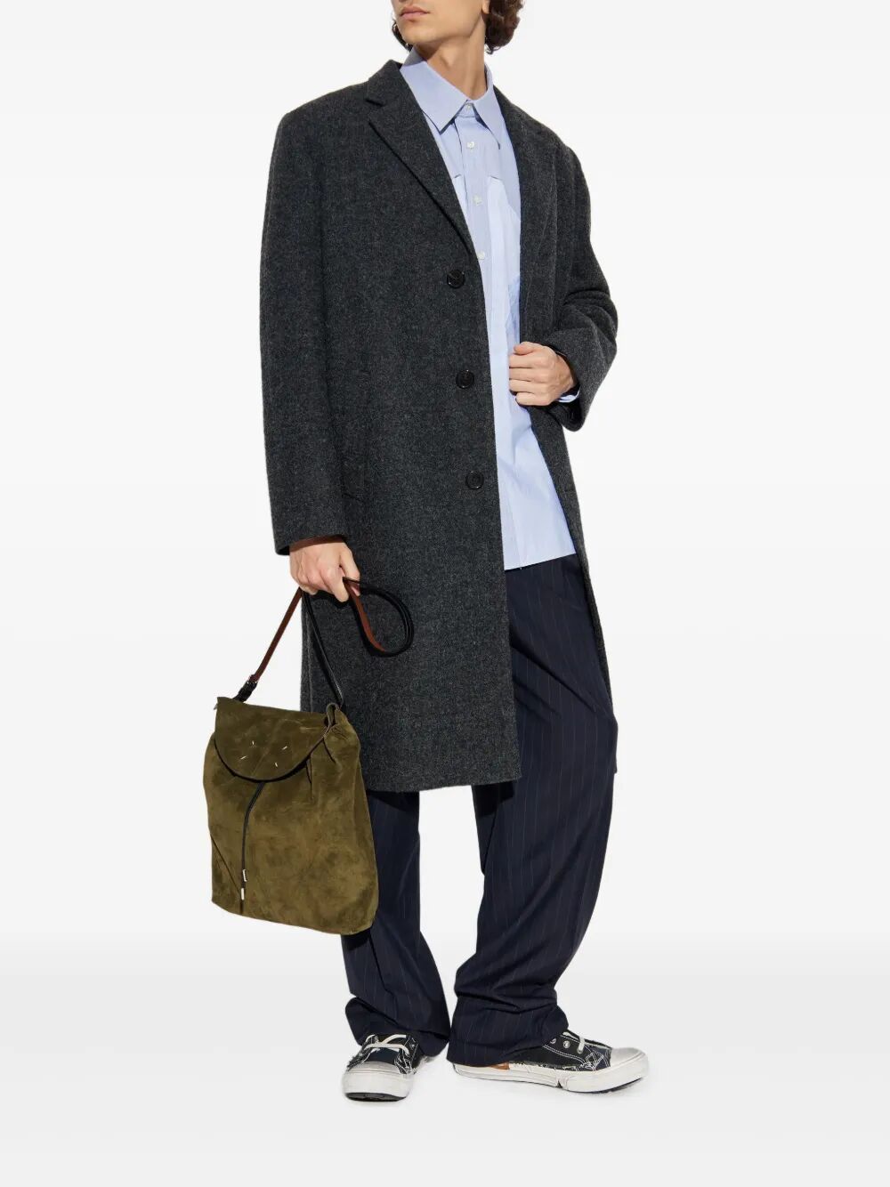 MAISON MARGIELA Wool Pinstripe Trousers with Drawstring Waist - FW25