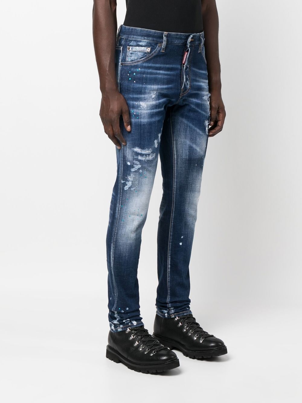 DSQUARED2 Distressed Skinny Jeans with Mini Logo Tag for Men