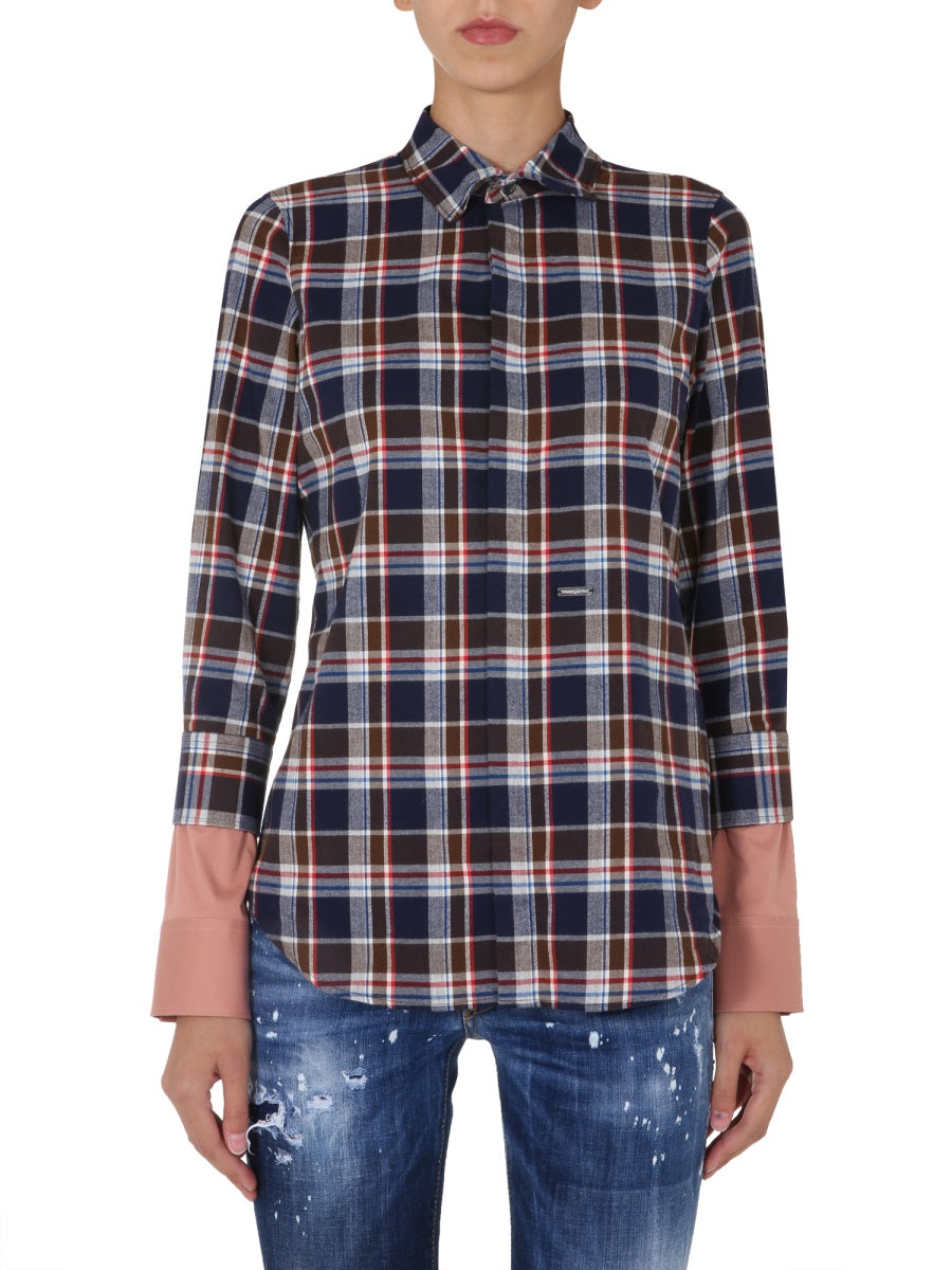 DSQUARED2 Front Button Contrast Flannel Shirt